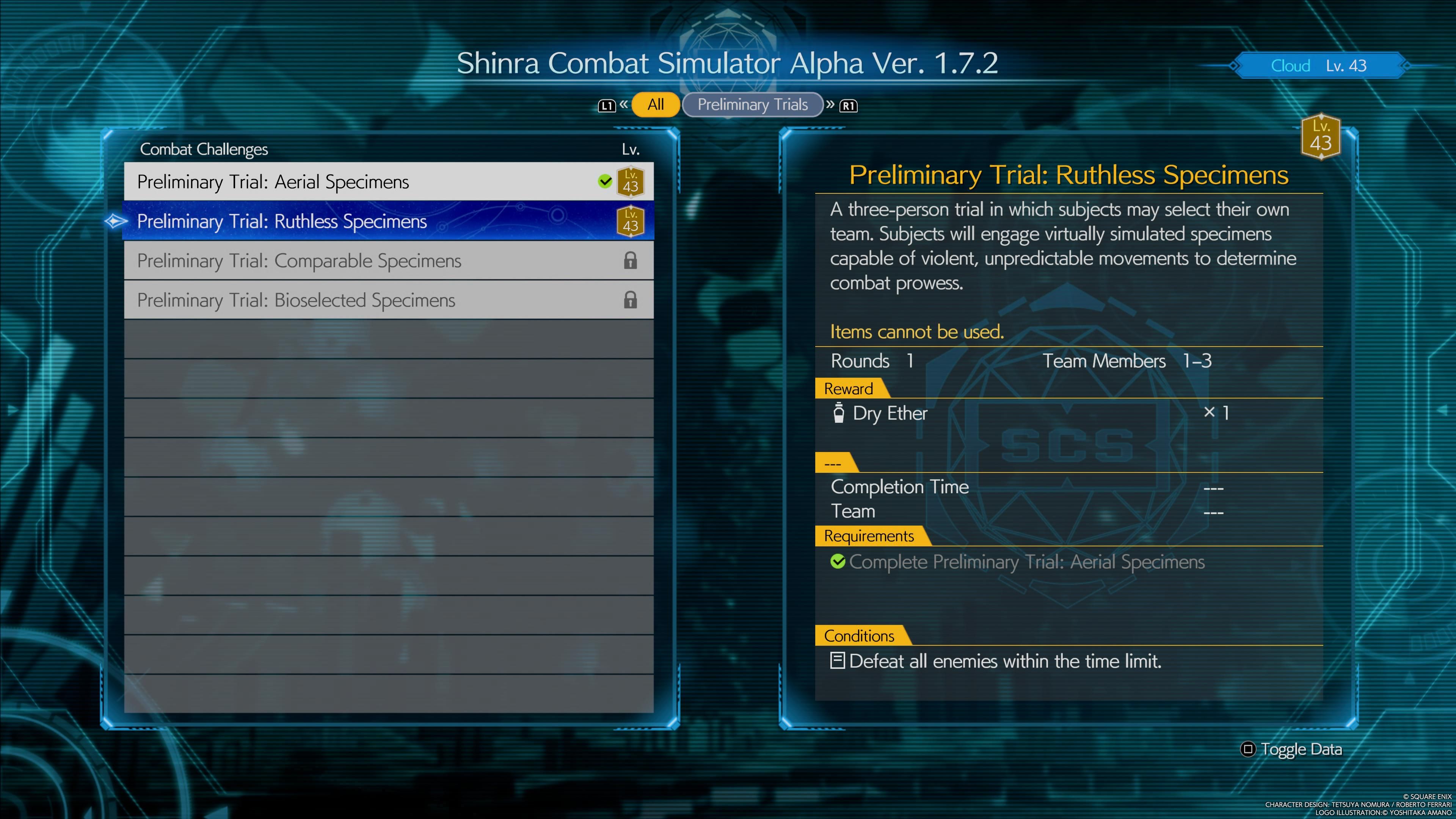 Preliminary Trial Ruthless Specimens - FF7 Rebirth