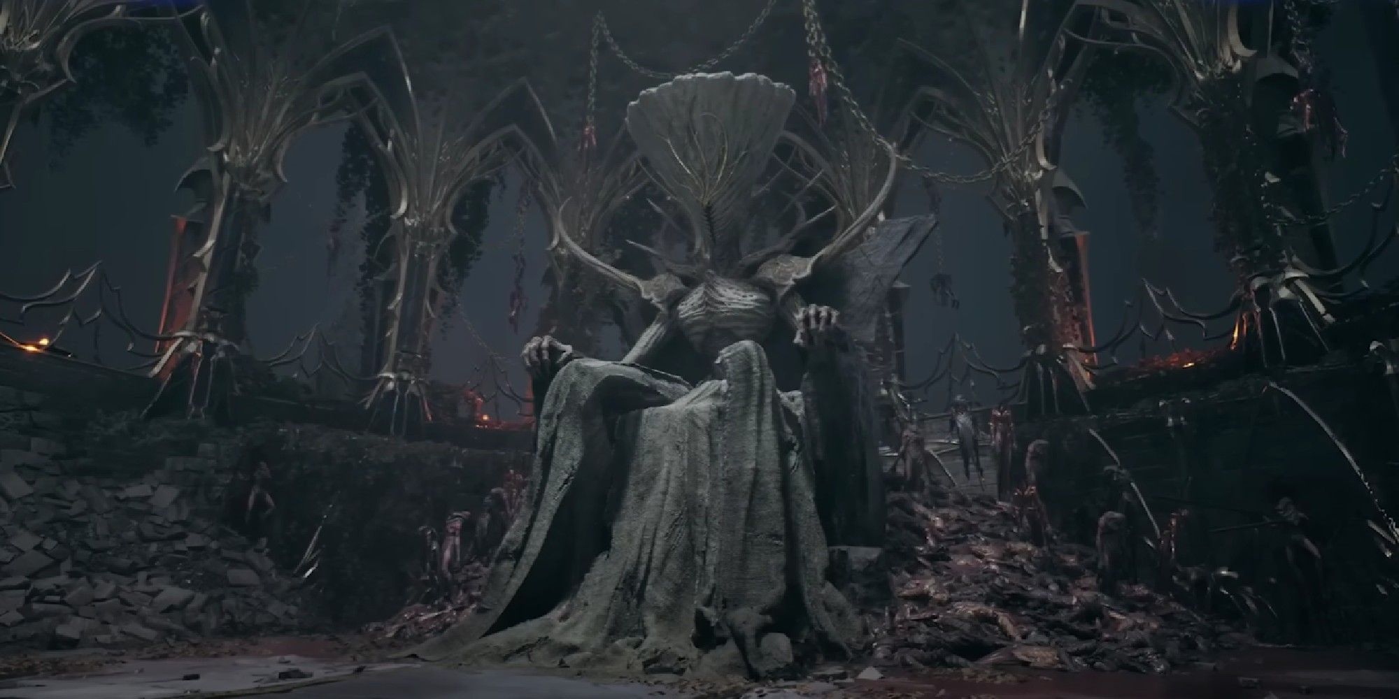Remnant 2 the One True King sitting on its throne