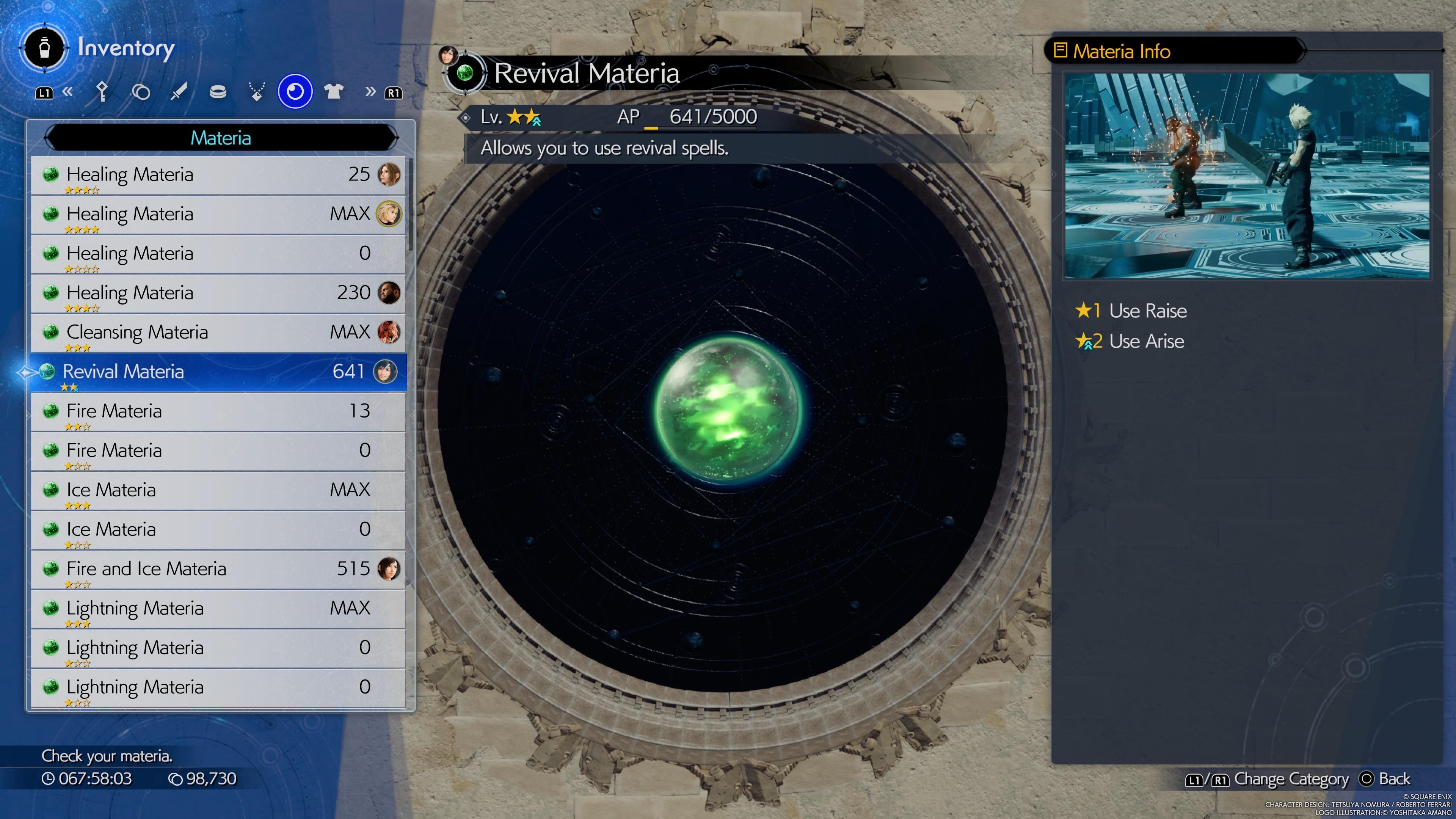 Revival Materia info - FF7 Rebirth