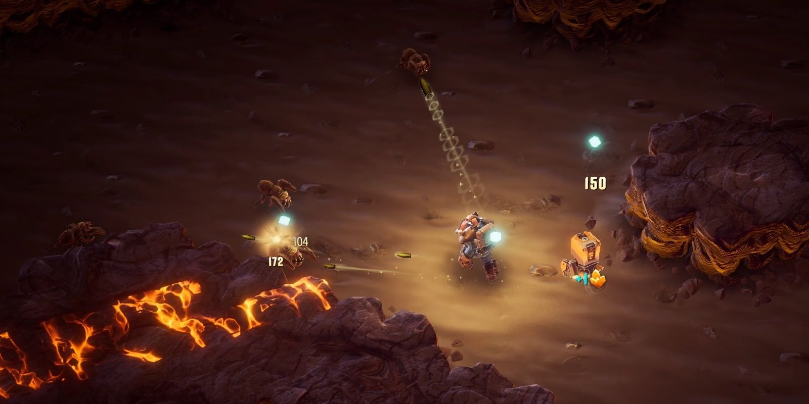 Deep Rock Galactic Survivor Scout and drone fire shots