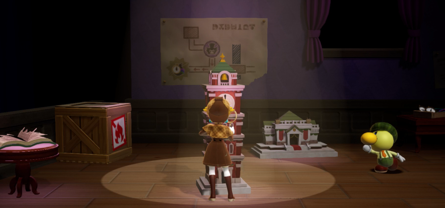 Princess Peach Showtime Peach looking at the clock tower
