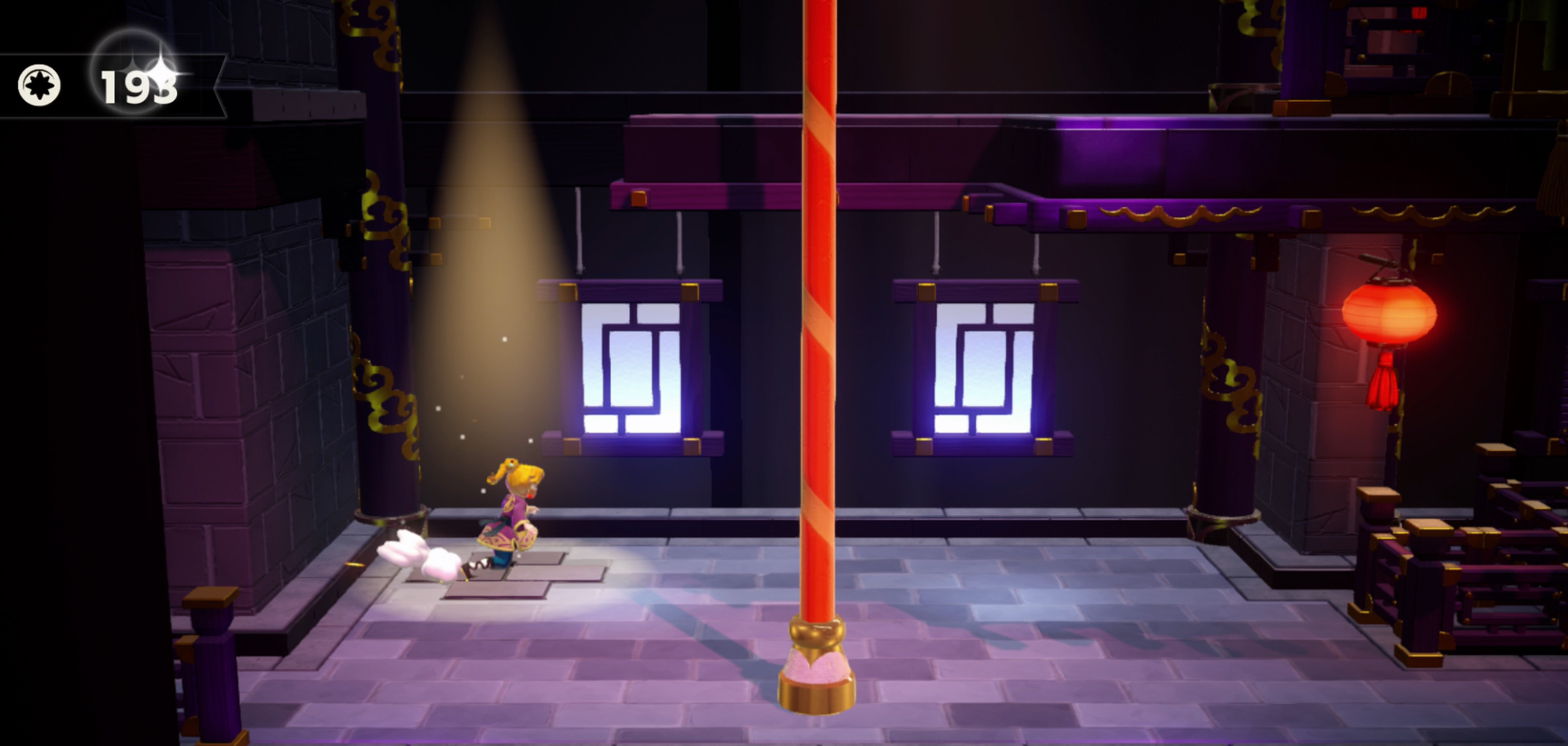 Princess Peach Showtime Peach posing in the dojo corner