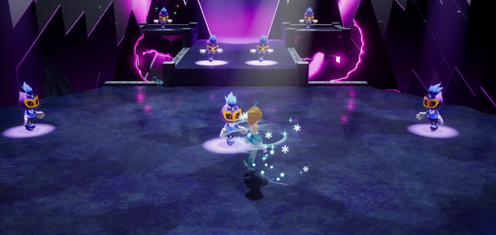 Princess Peach Showtime Peach fighting The Dark Ice enemies
