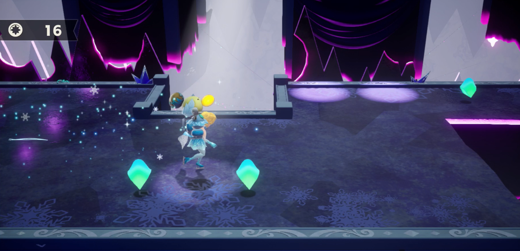 Princess Peach Showtime Peach collecting dark ice fragments
