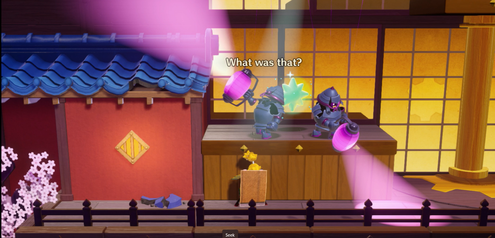 Princess Peach Showtime Peach sneaking past guards with the Gem