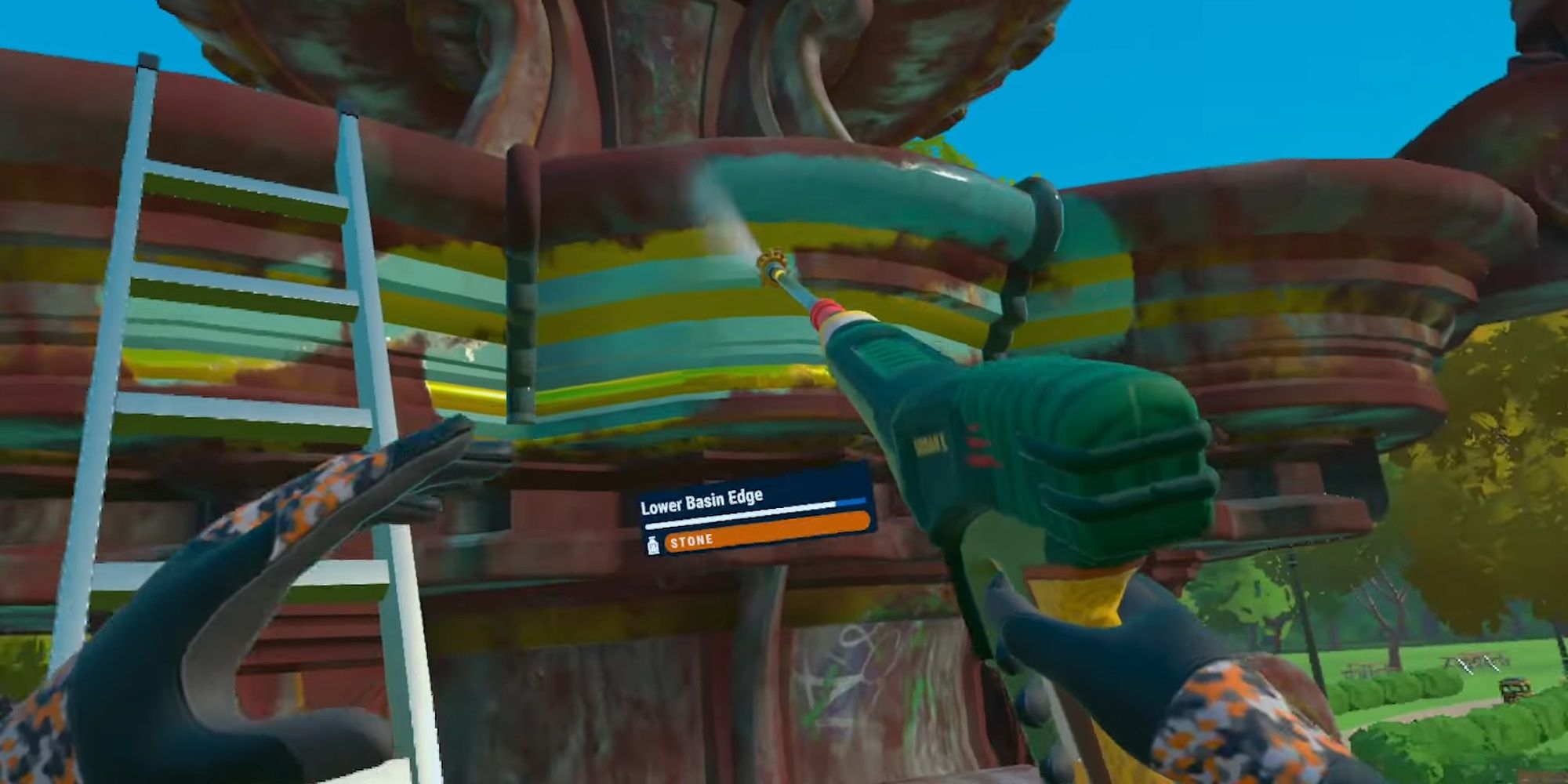 PowerWash Simulator VR: Spraying Down A Grim Covered Fountain