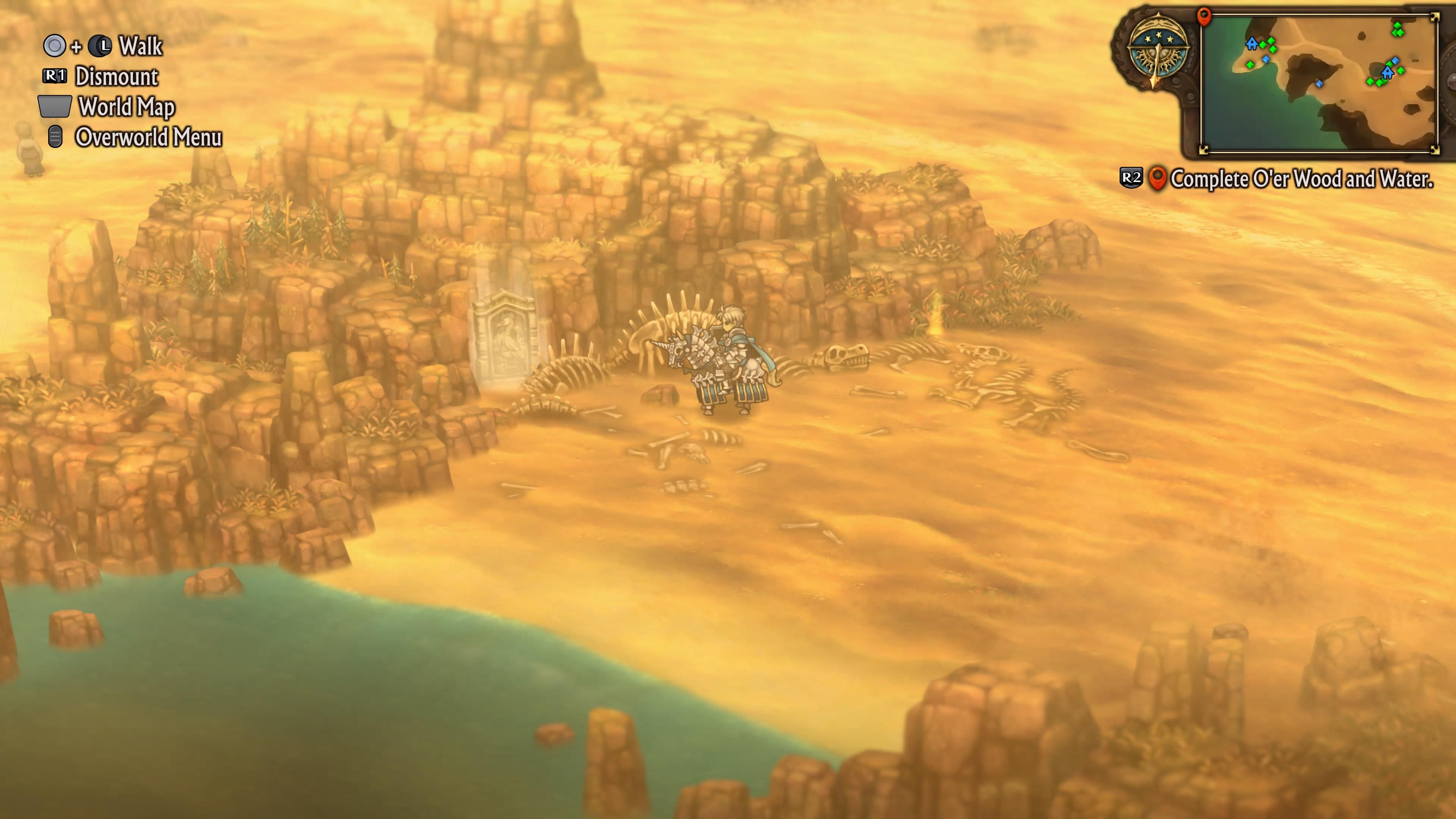 Standing near a carving in Drakenhold in Unicorn Overlord