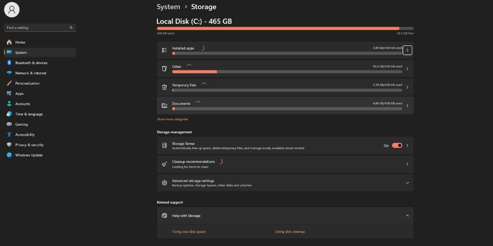 Storage Settings Save Space Windows Optimizing PC For Gaming