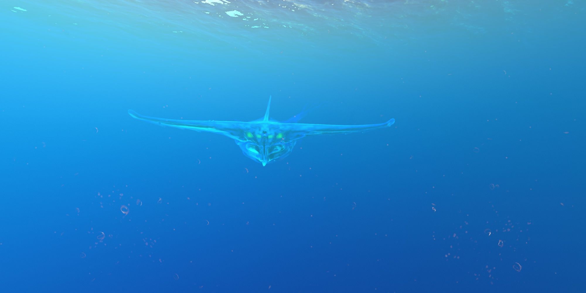 Subnautica Ghost Leviathan swimming towards the player at the Crater Edge