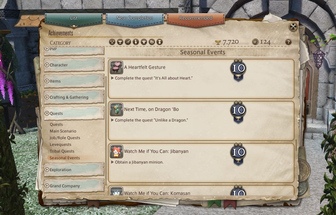 The achievement log in Final Fantasy 14 showing the Next time on Dragon Bo achievement.