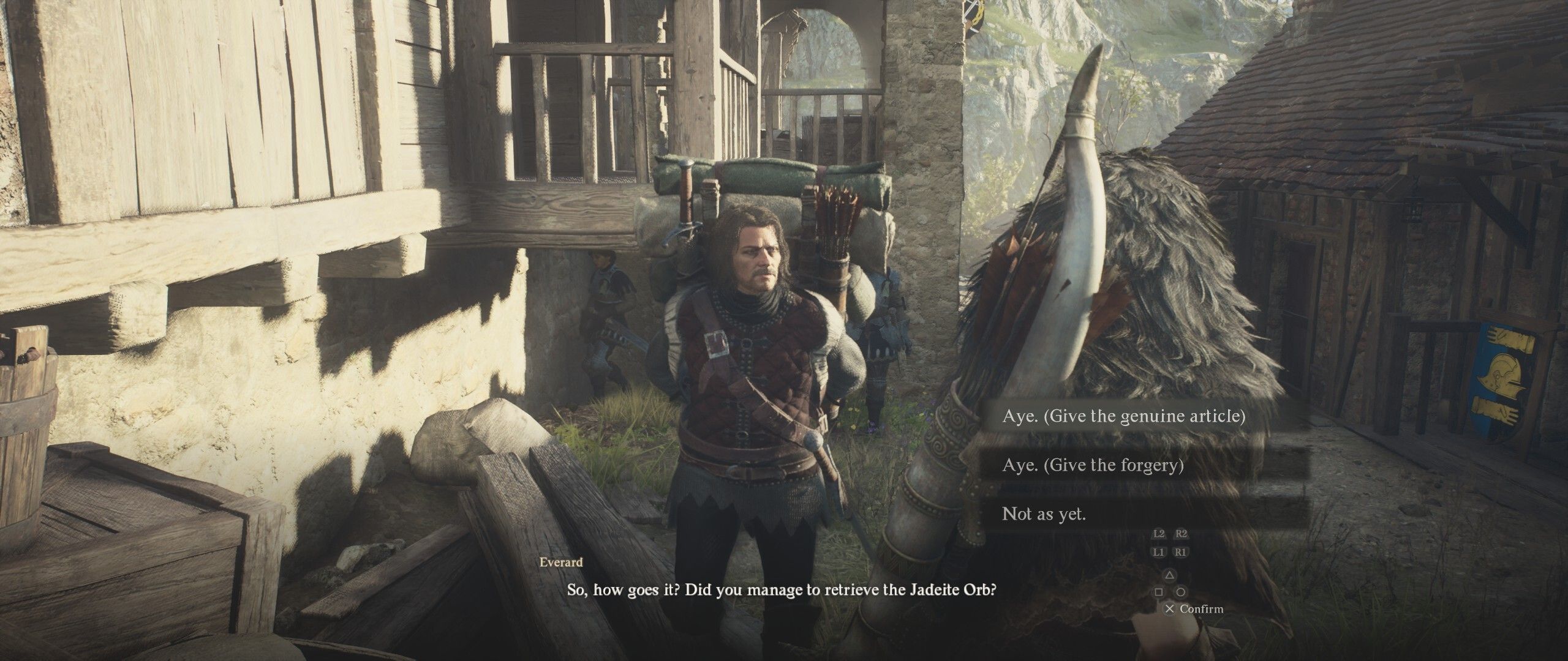 The Arisen is speaking to Everard - Dragon Dogma's 2