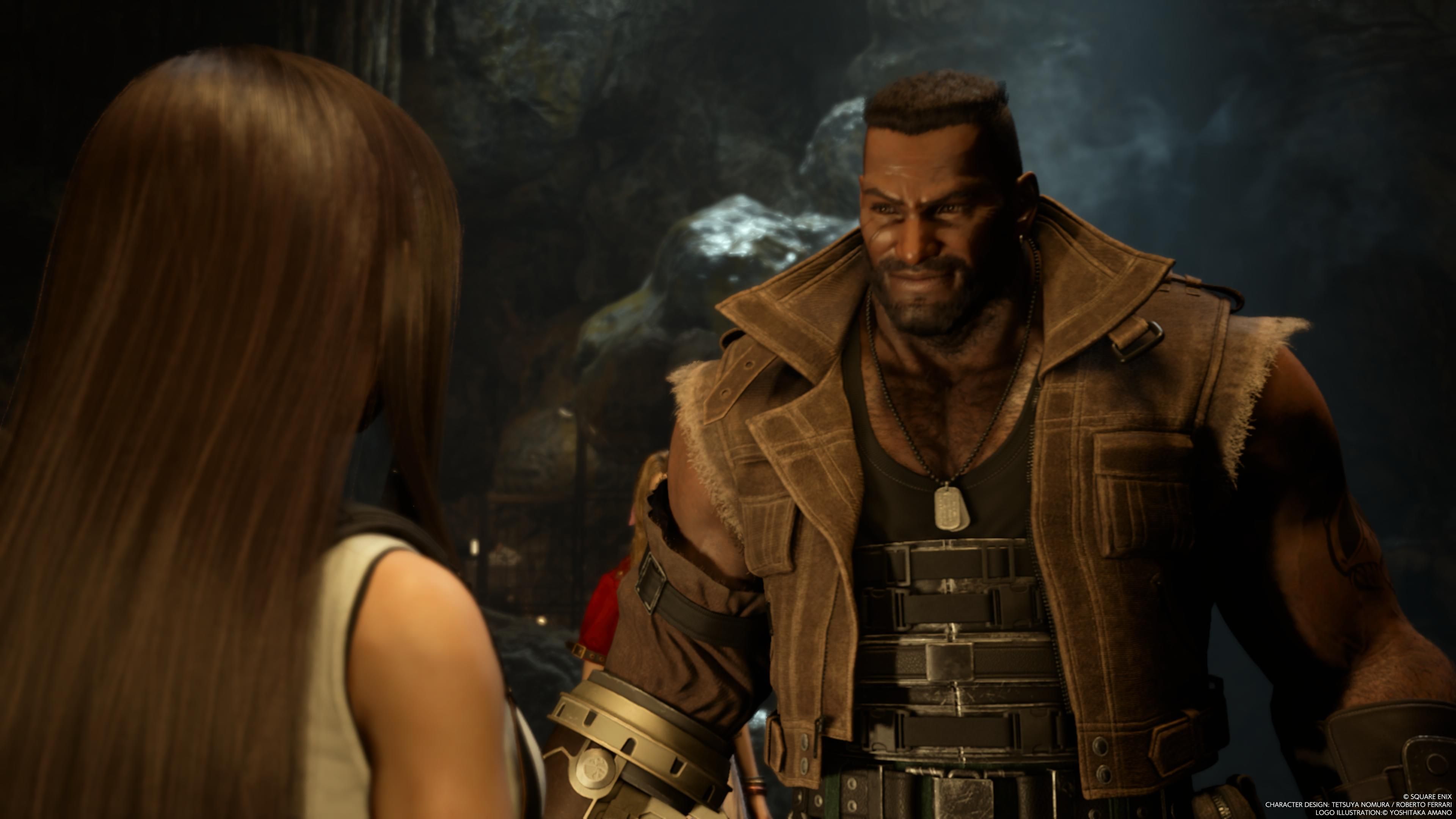 Tifa and Barret talking in FF7 Rebirth's Mythril Mine