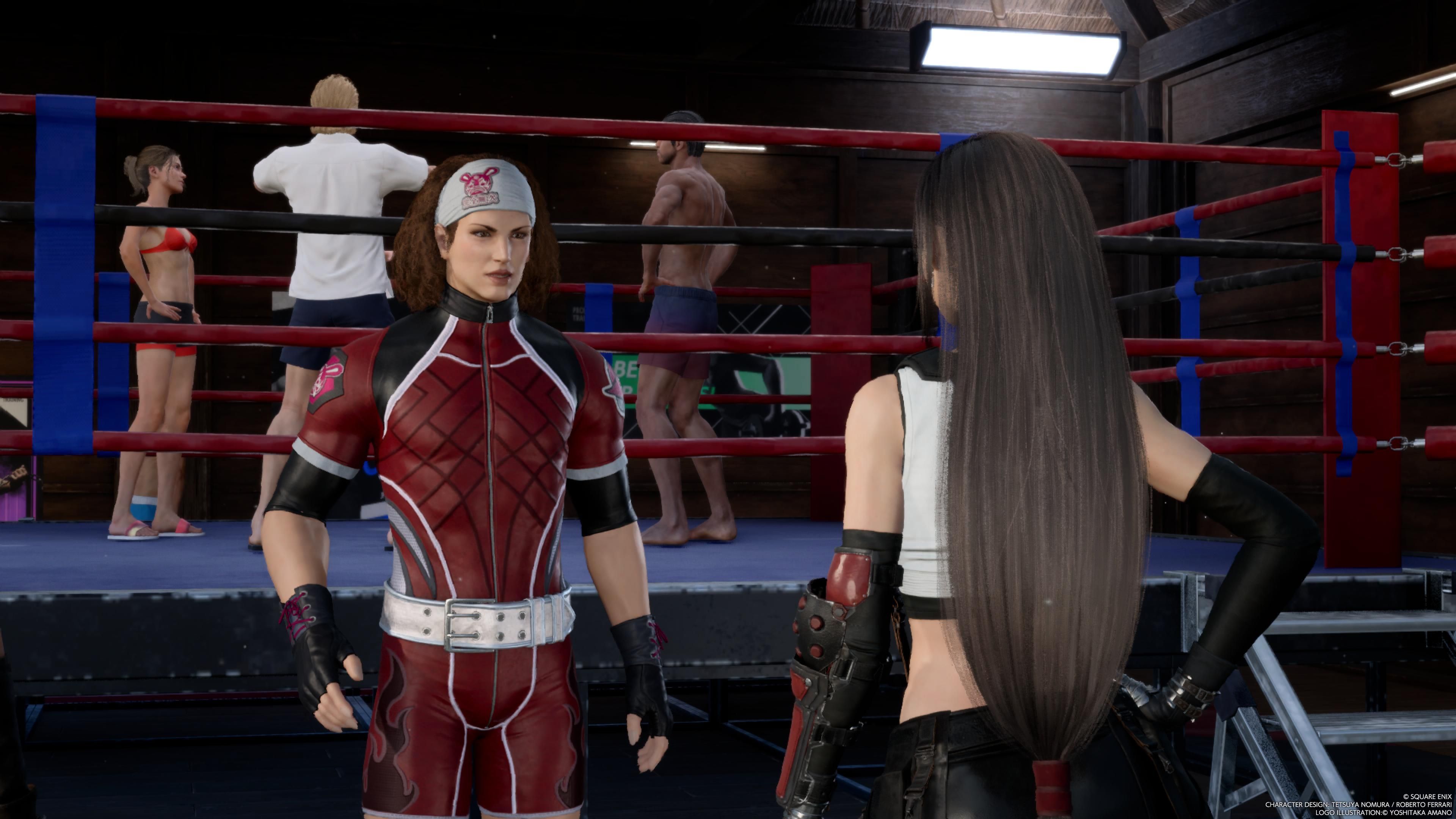 Tifa is speaking to Jules at his gym - FF7 Rebirth