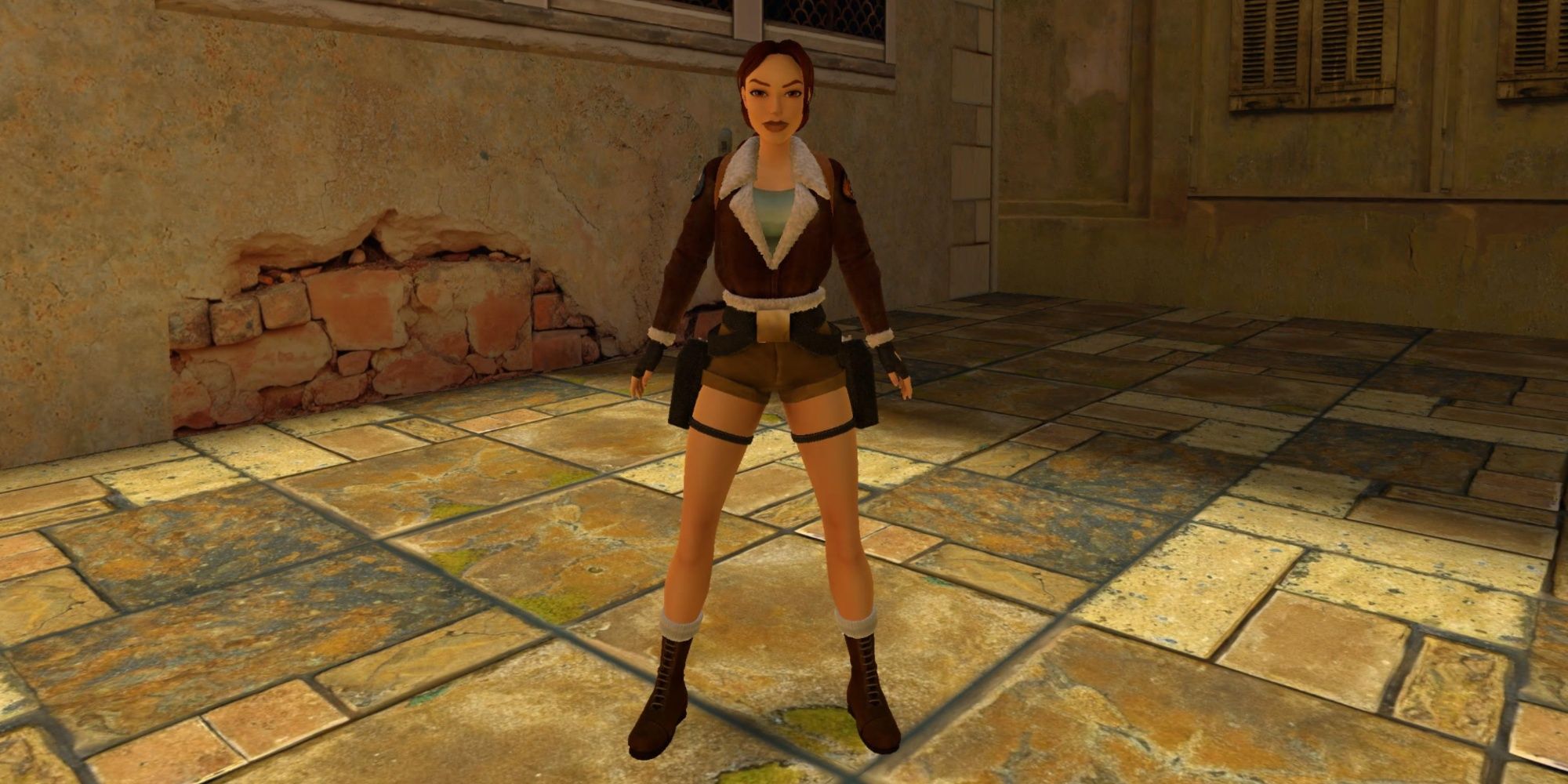 tomb raider 1-3 remastered lara croft wearing bomber outfit from tibet section of tomb raider 2