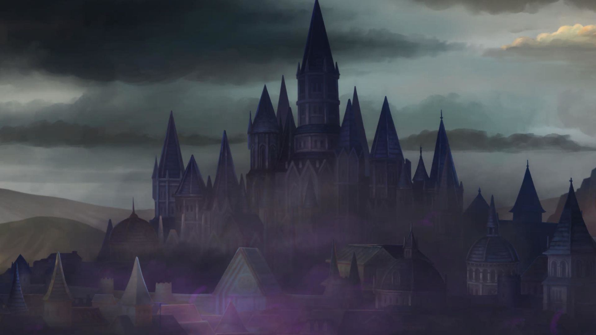 Unicorn Overlord, Cornia's Capital covered in a purple fog