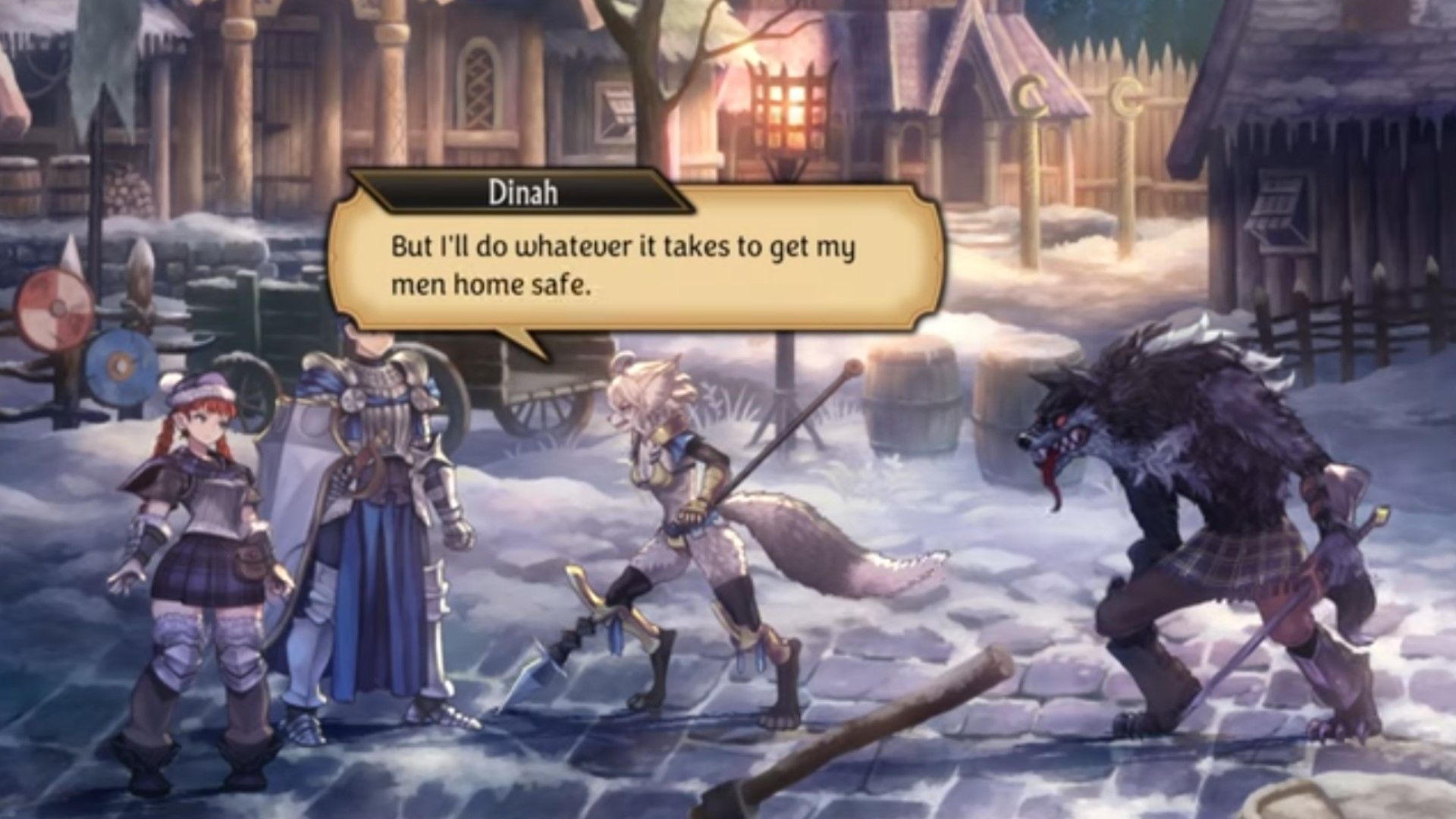 Alain speaks with Dinah in Unicorn Overlord.