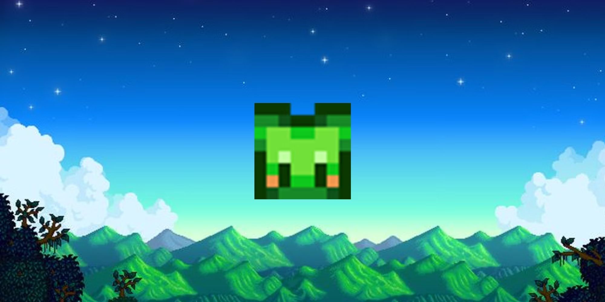 The stardew valley slime shirt against a backdrop