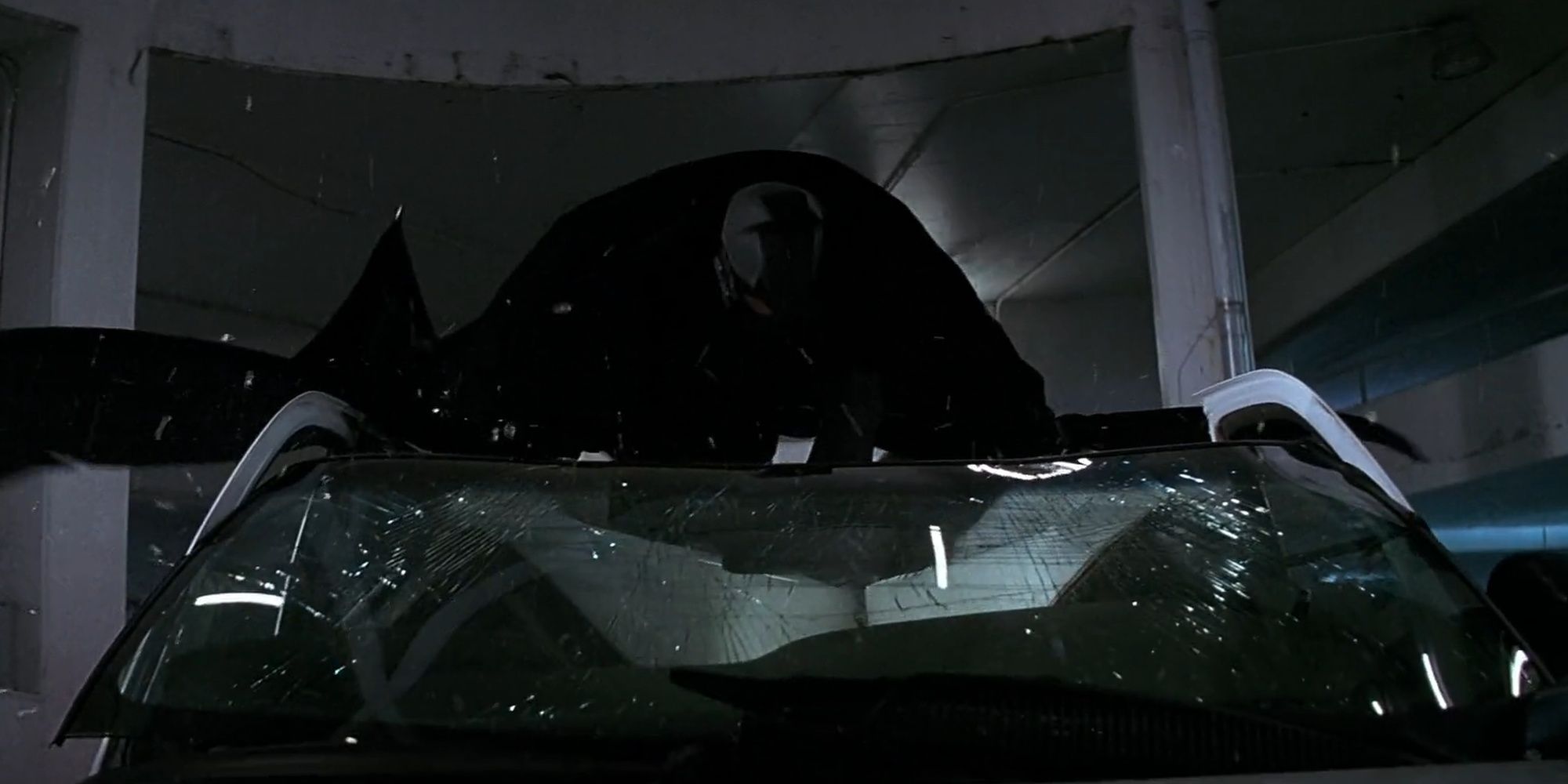 The Dark Knight: Batman Destroying His Knees With A Superhero Landing On A Van