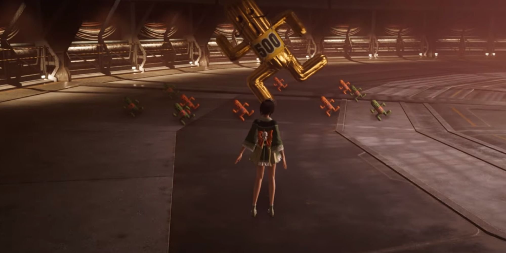 Yuffie fights a group of cactuars in the minigame