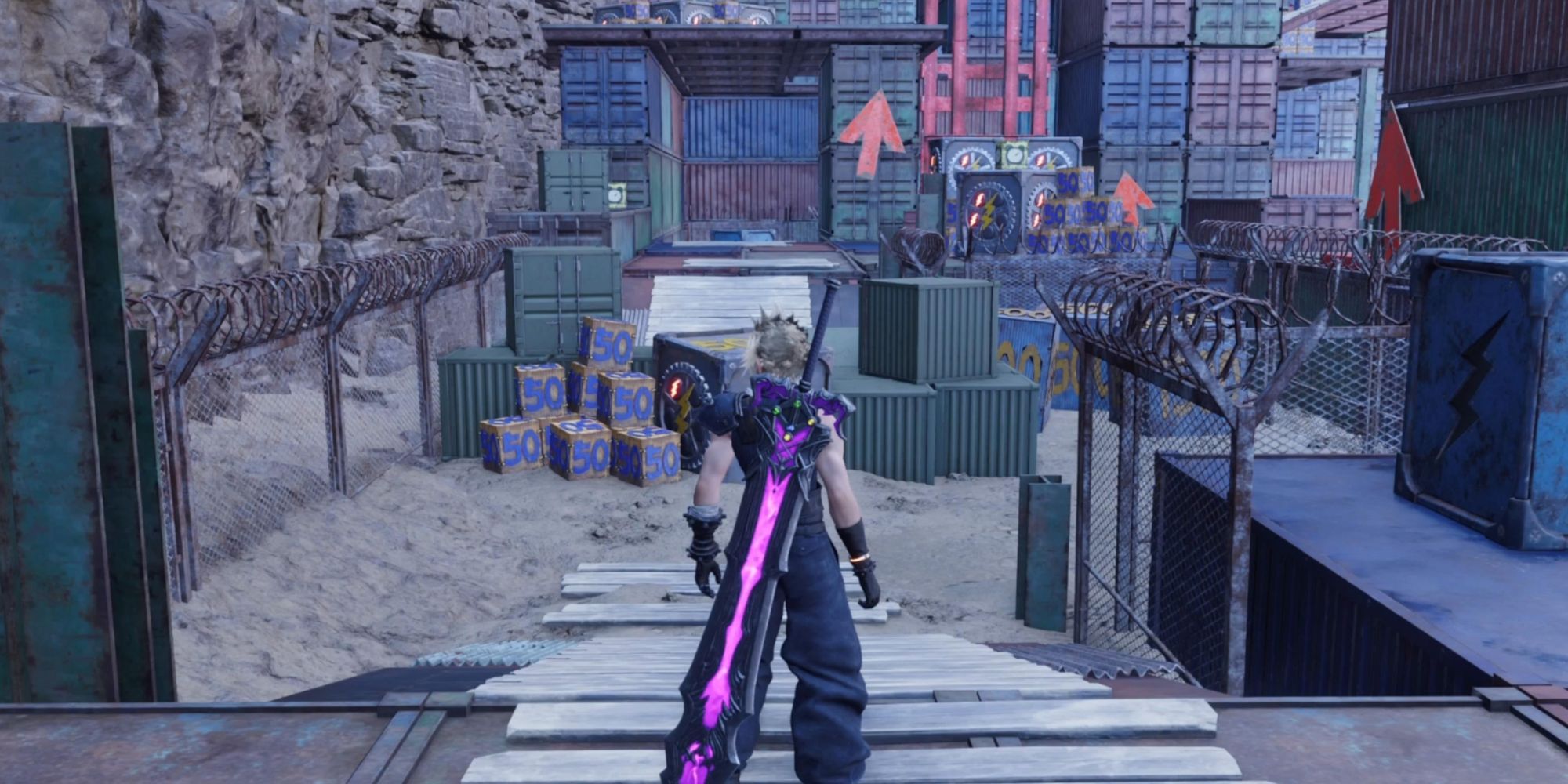 Clouding in desert rush minigame with his sword in the back