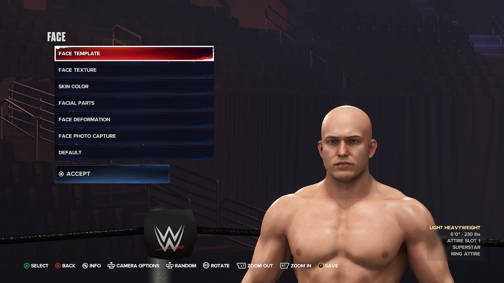 WWE 2K24 Screenshot Of Create A Superstar With A Bald Man.