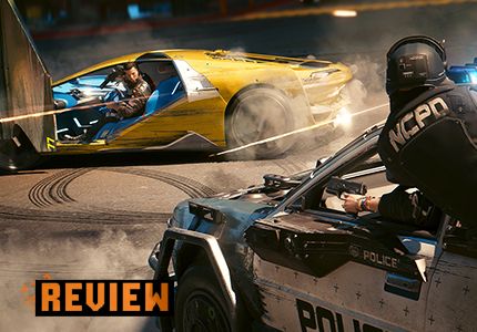 Cyberpunk 2077: Phantom Liberty review image showing V engaging in vehicular combat with NCPD