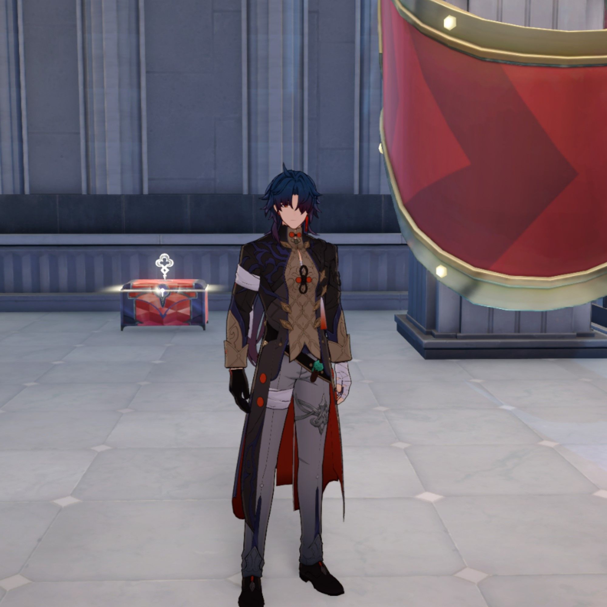 Blade stands near a chest in Honkai Star Rail.