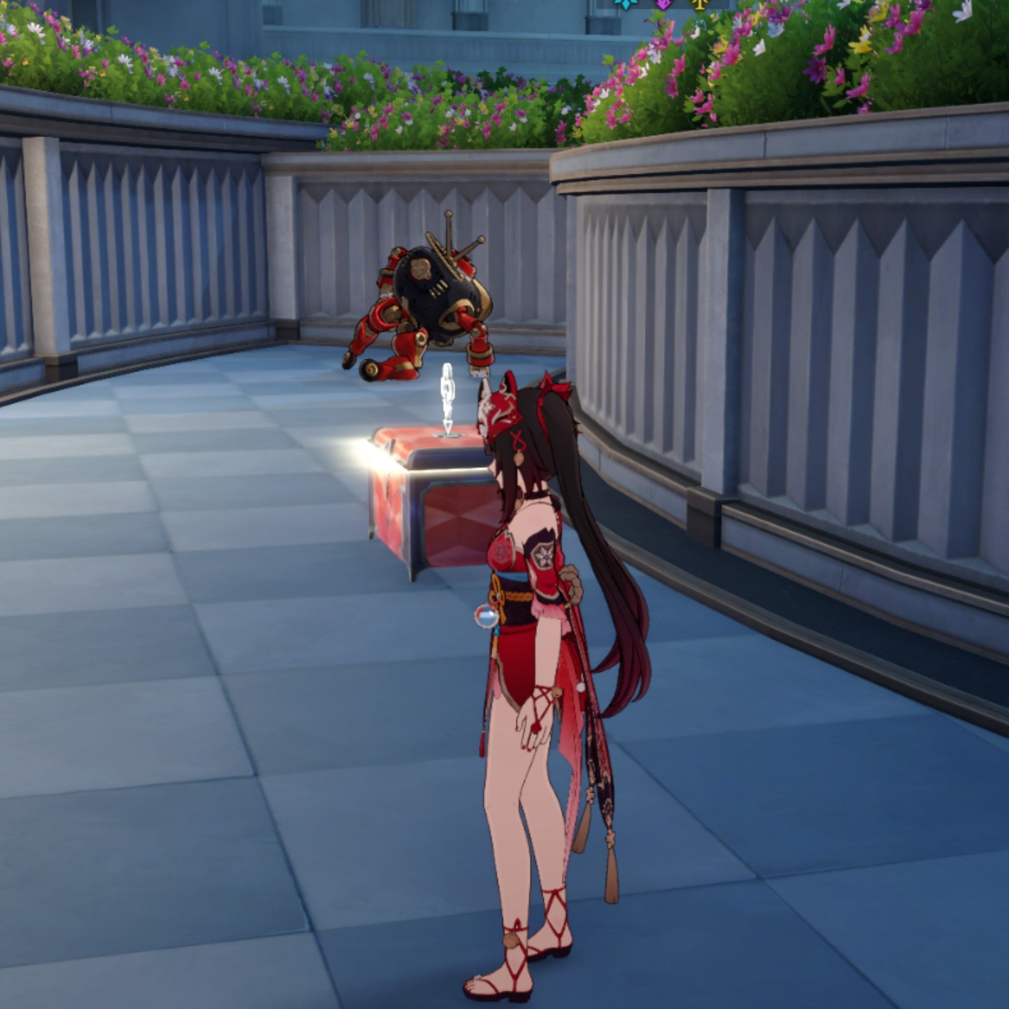 Sparkle stands in a maze in Honkai Star Rail.