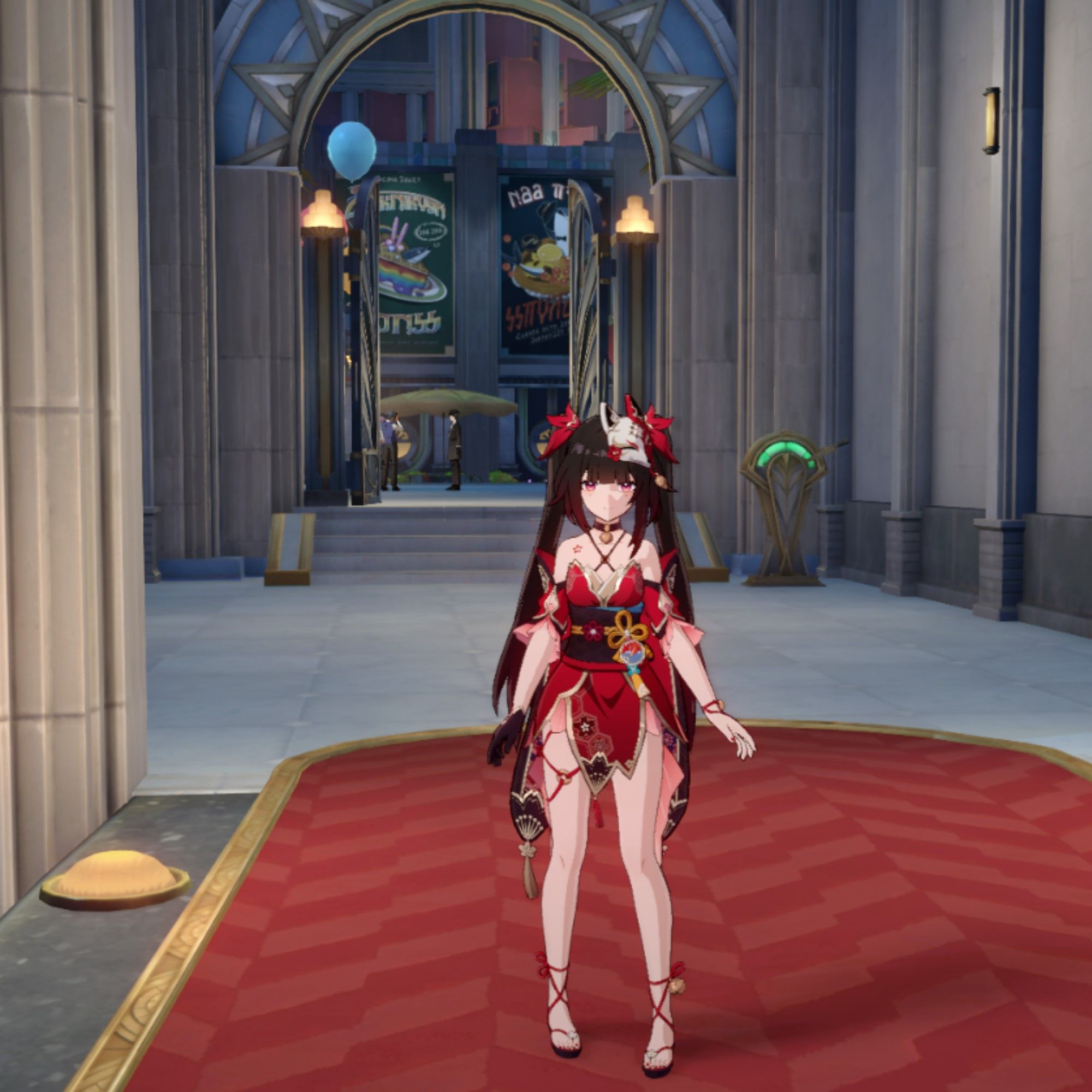Sparkle stands in a hall in Honkai Star Rail.