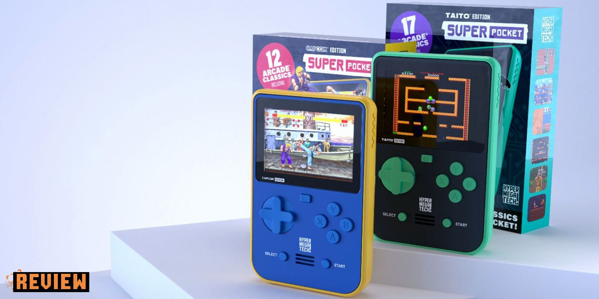 capcom and taito super pockets in front of their packaging