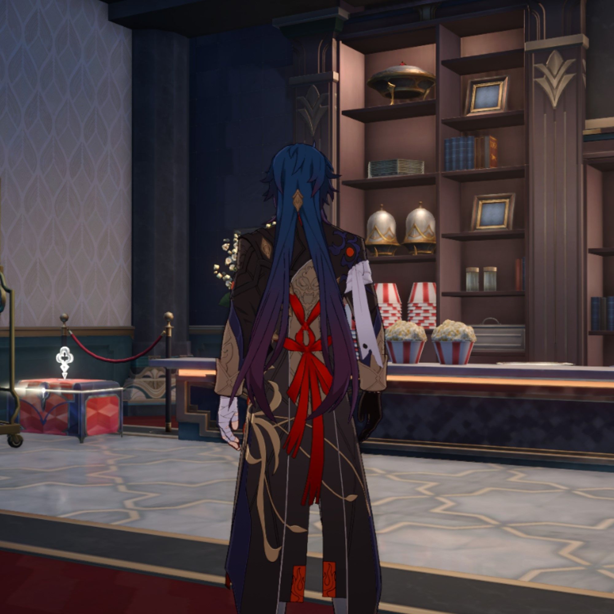 Blade stands by the bar in Honkai Star Rail.