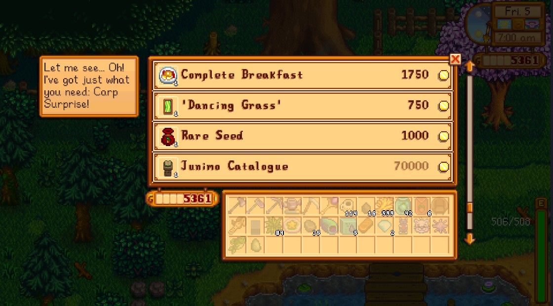 assorted stock at the traveling cart stardew valley