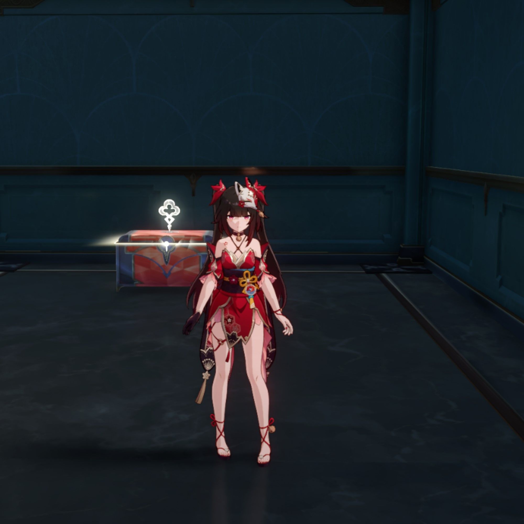 Sparkle stands near a chest in Honkai Star Rail.