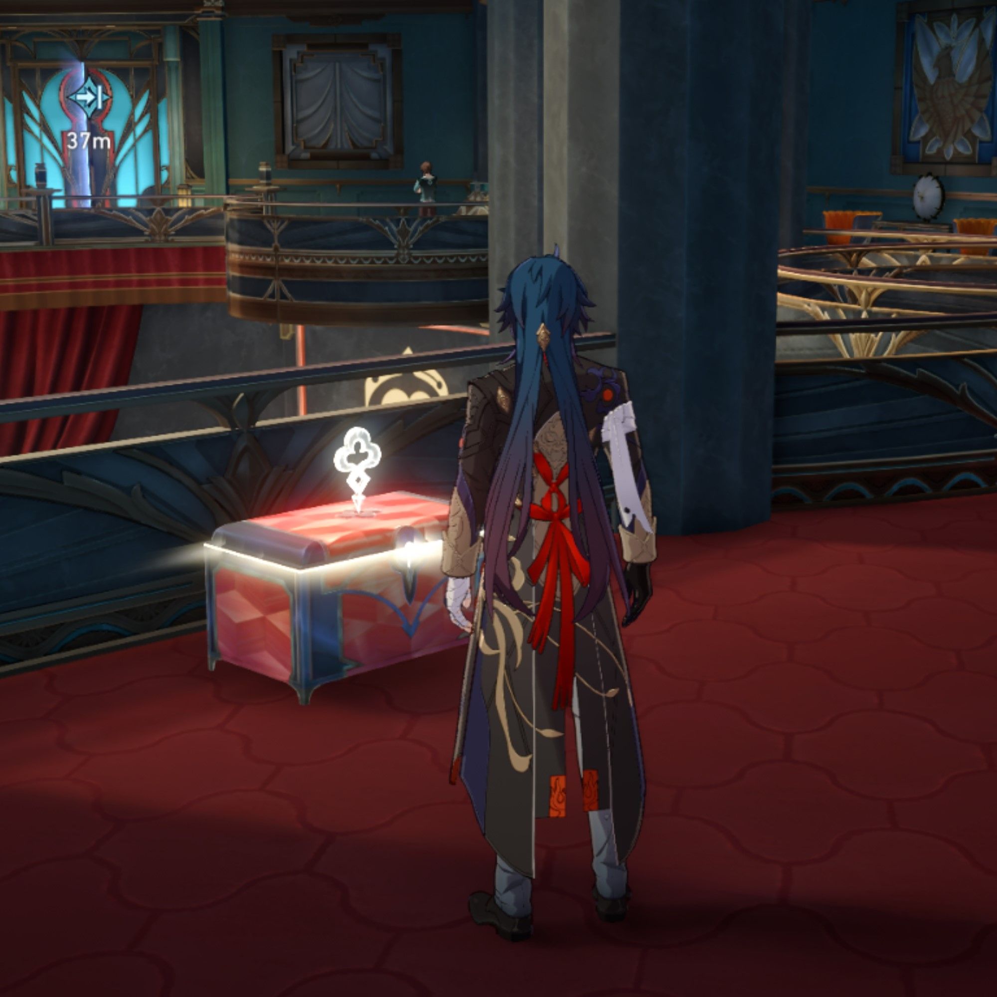 Blade stands next to a chest in Honkai Star Rail.