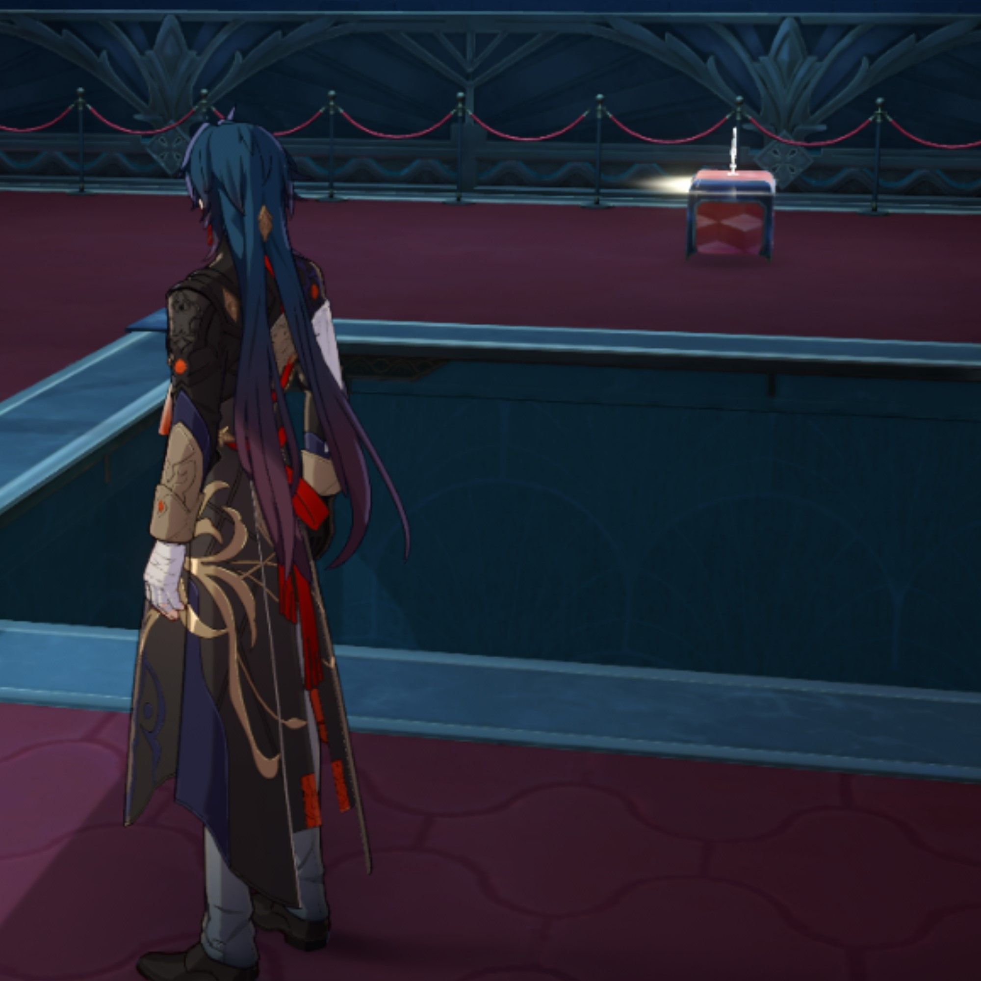 Blade looks at a chest in Honkai Star Rail.