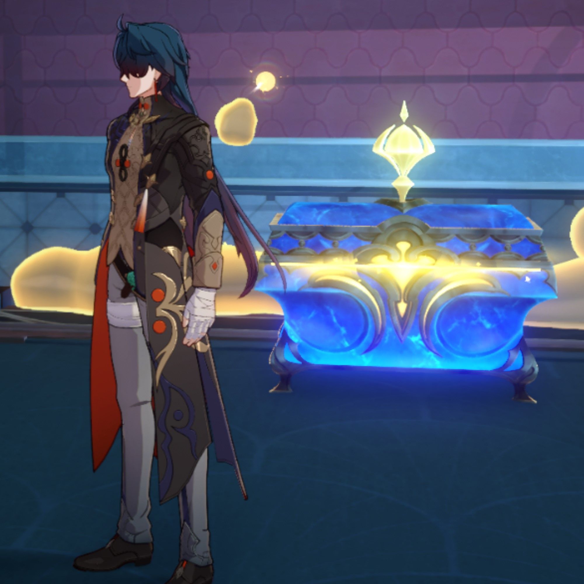 Blade stands near a chest in Honkai Star Rail.