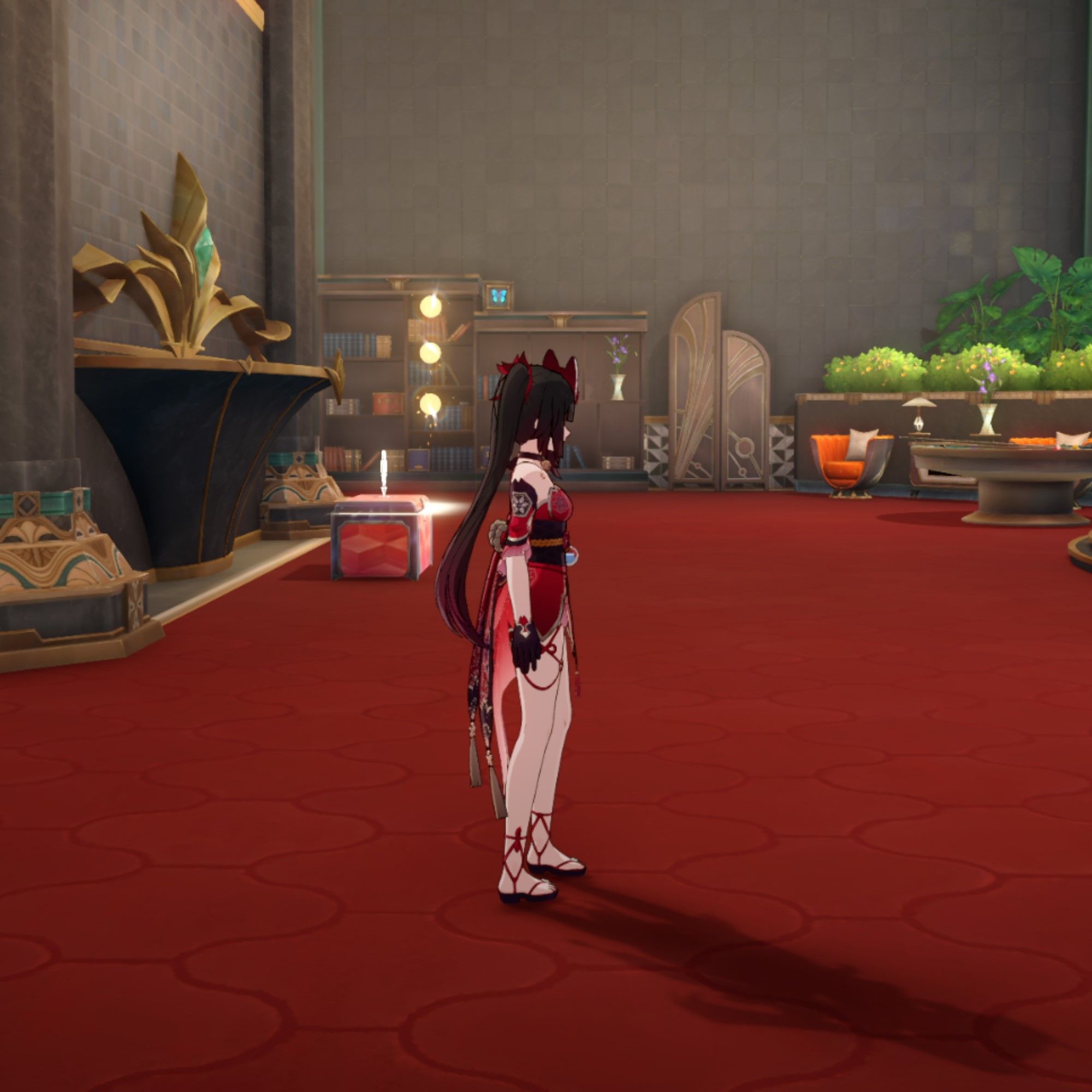 Sparkle stands near a chest in Honkai Star Rail.