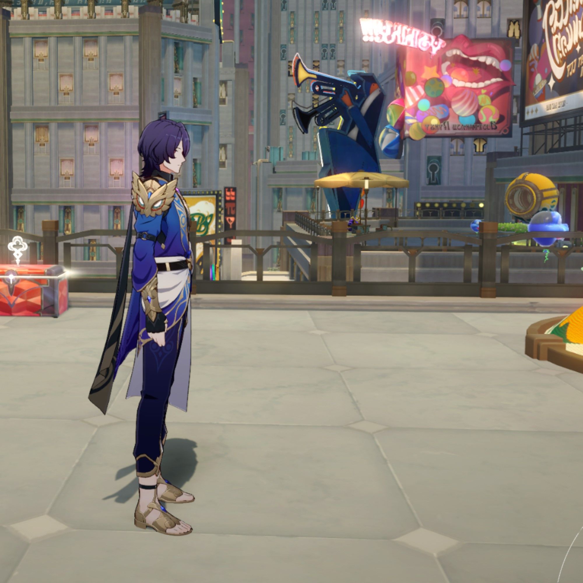 Ratio stands between a chest and a pinball machine in Honkai Sta Rail