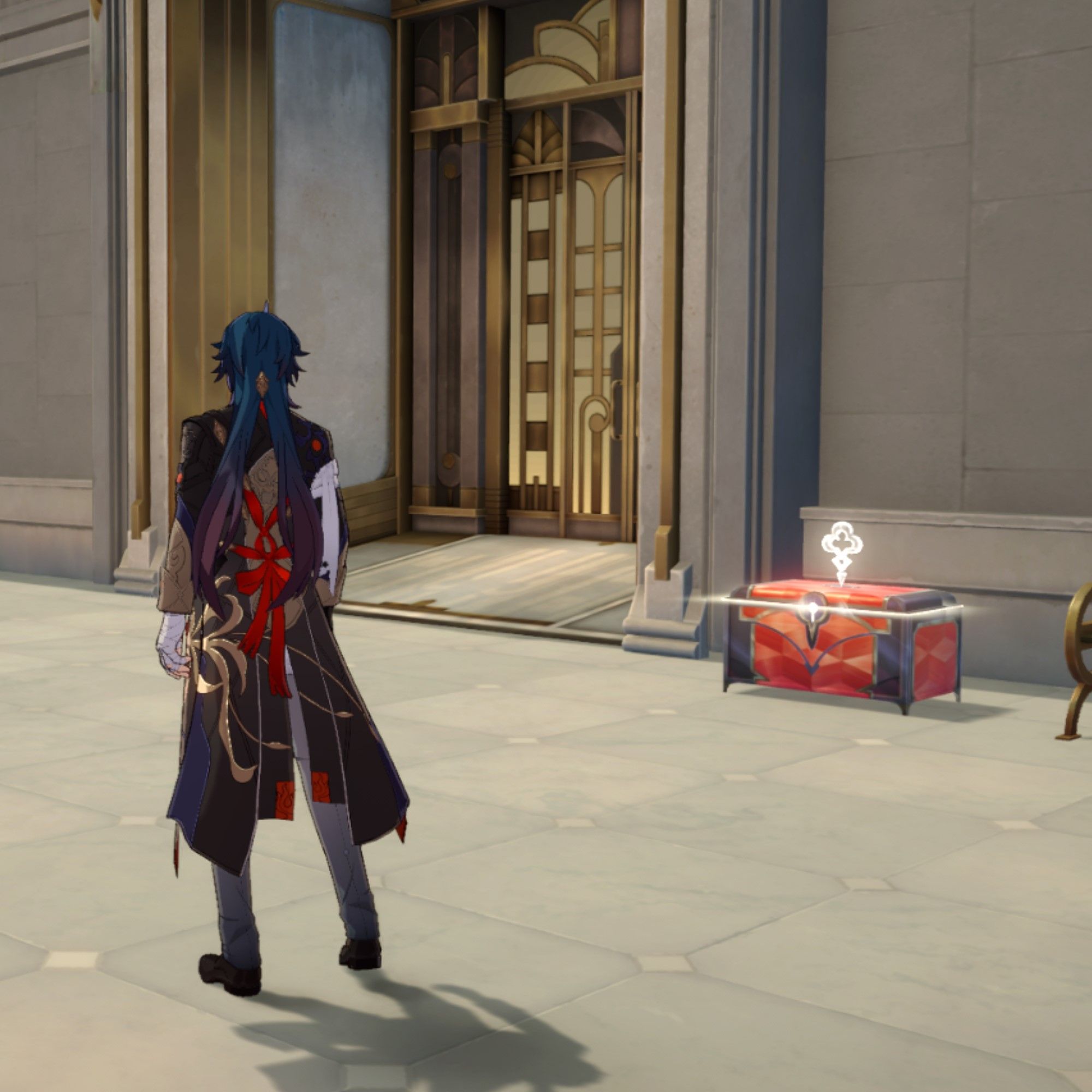 Blade looks at a chest in Honkai Star Rail.