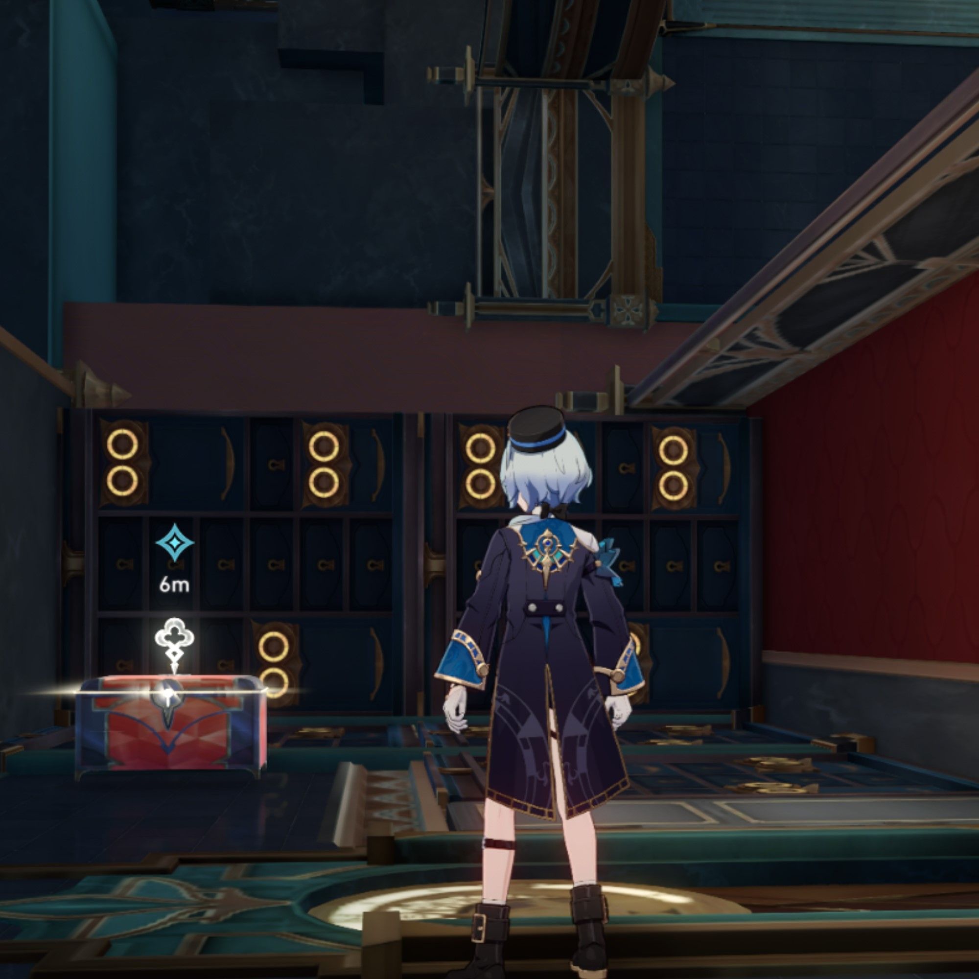 Misha stands near a chest in Honkai Star Rail.