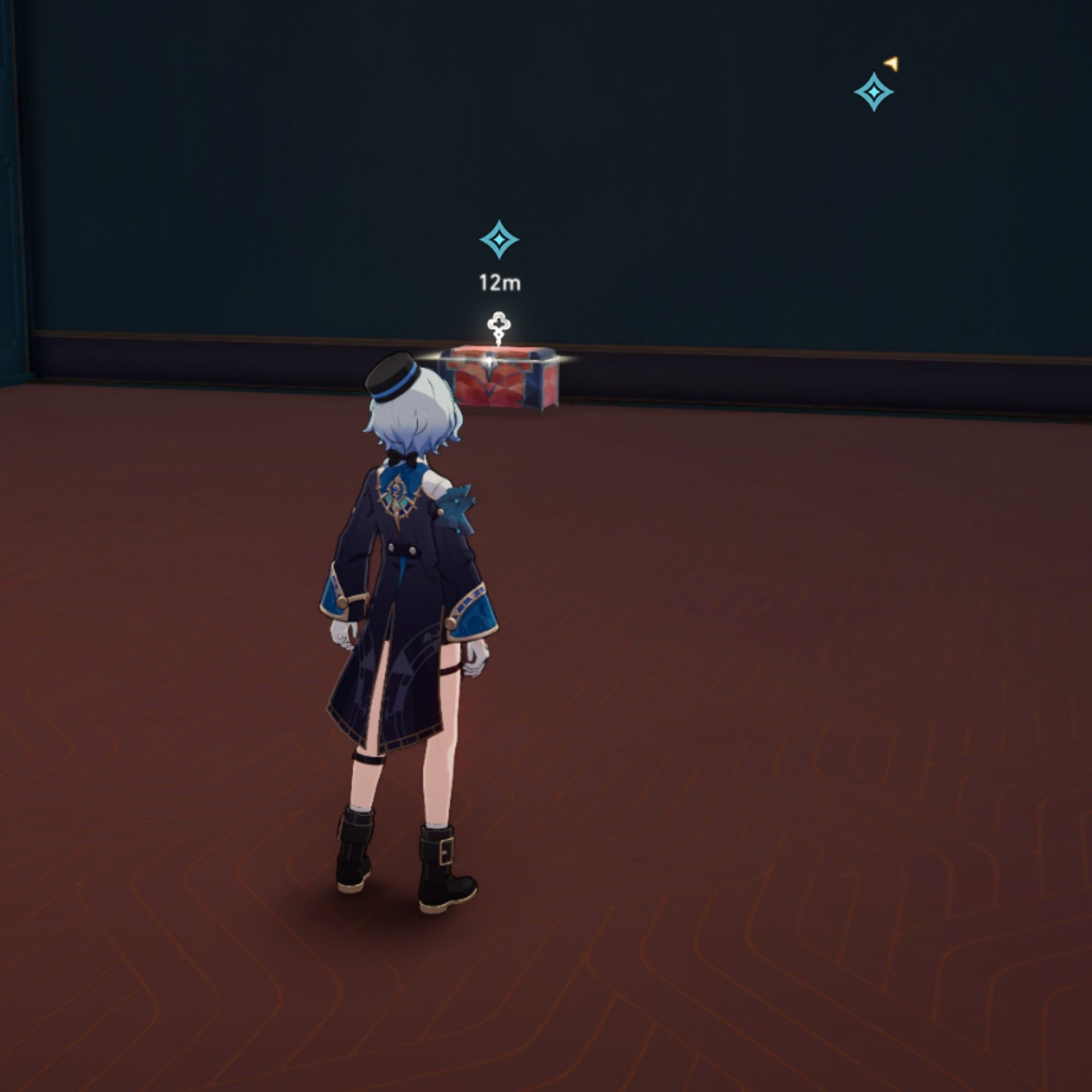 Misha stands near a chest in Honkai Star Rail.