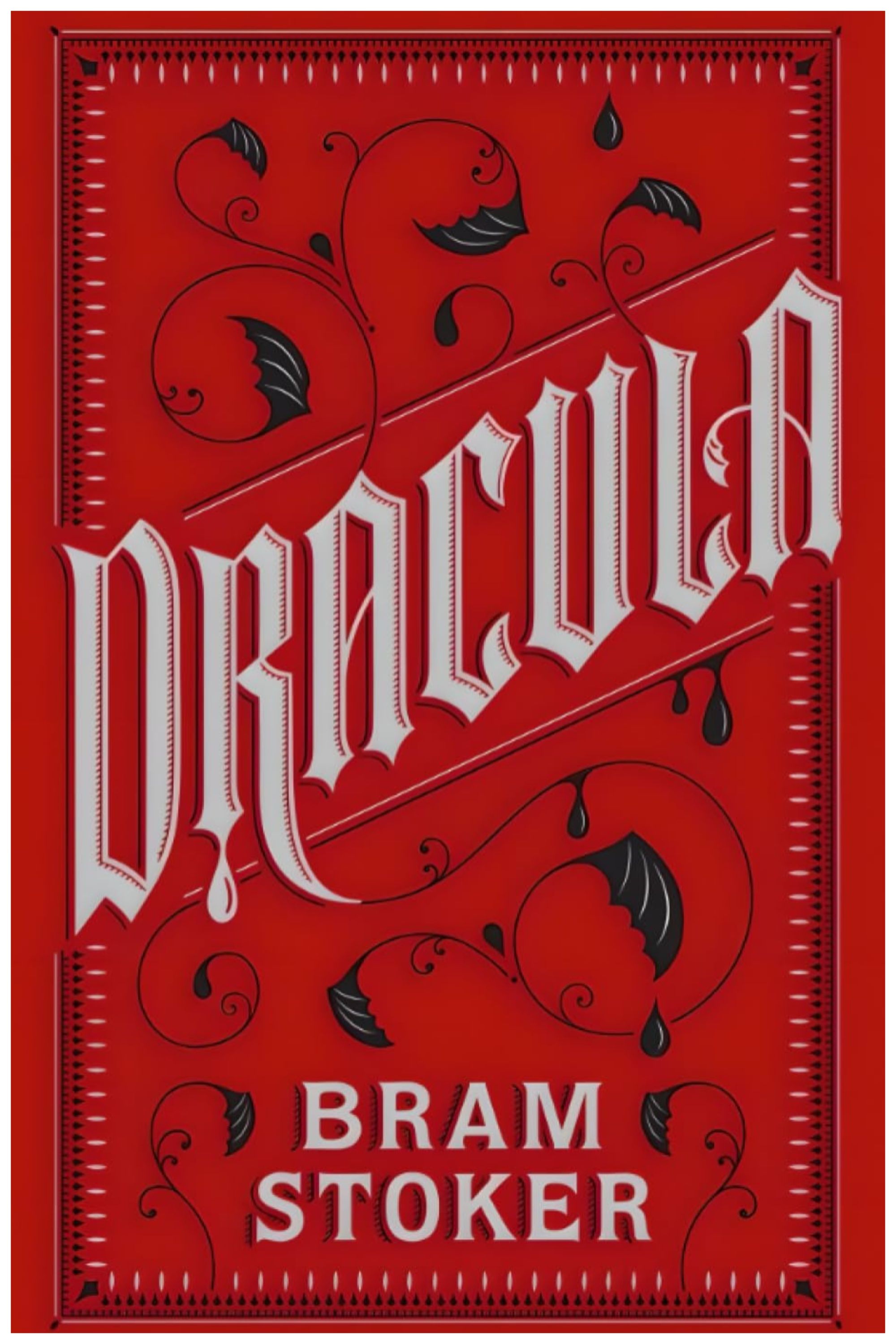 The cover of Bram Stoker's Dracula in a limited edition, red with black trim.