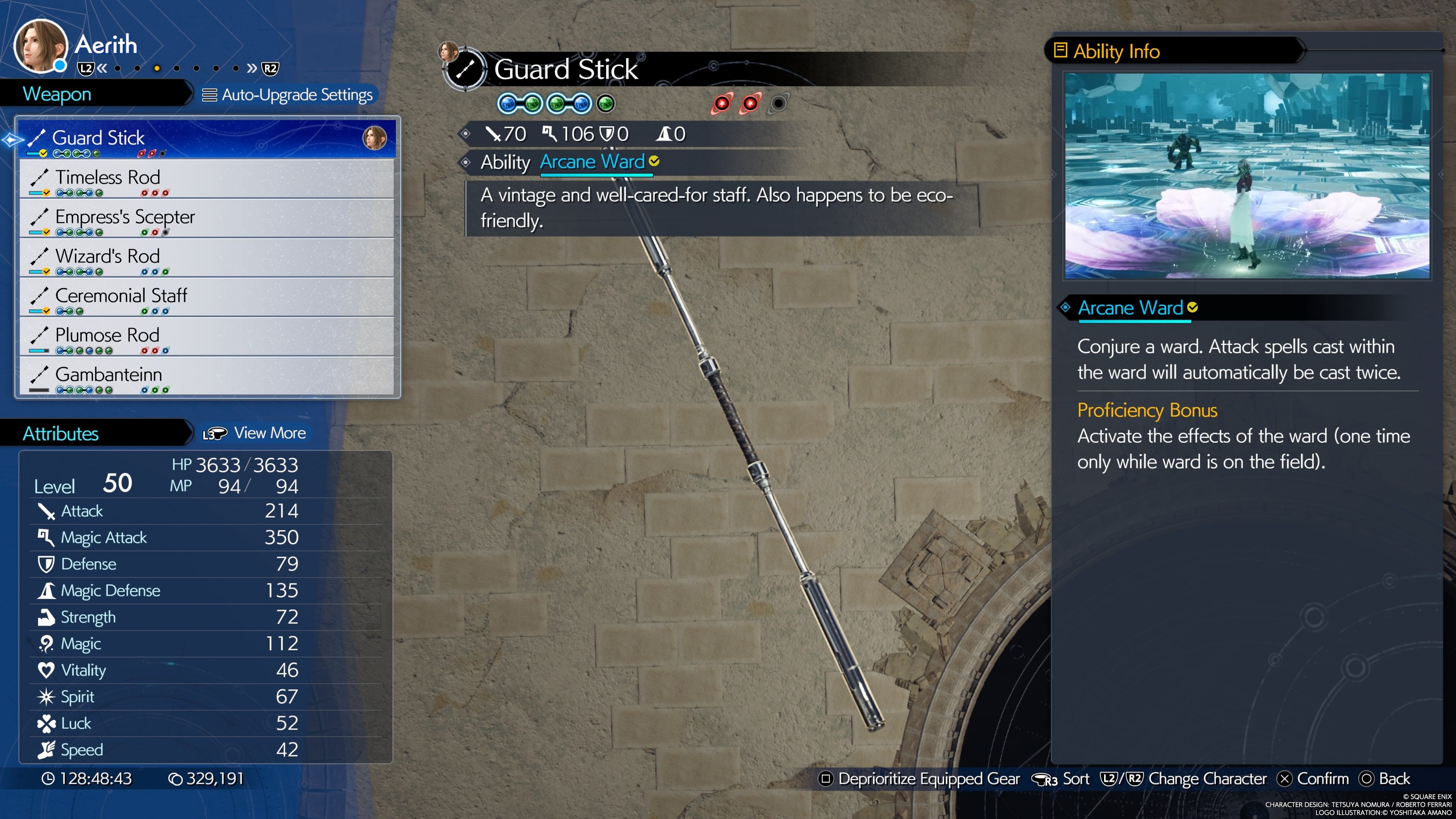 FINAL FANTASY VII REBIRTH Guard Stick in the in-game menu