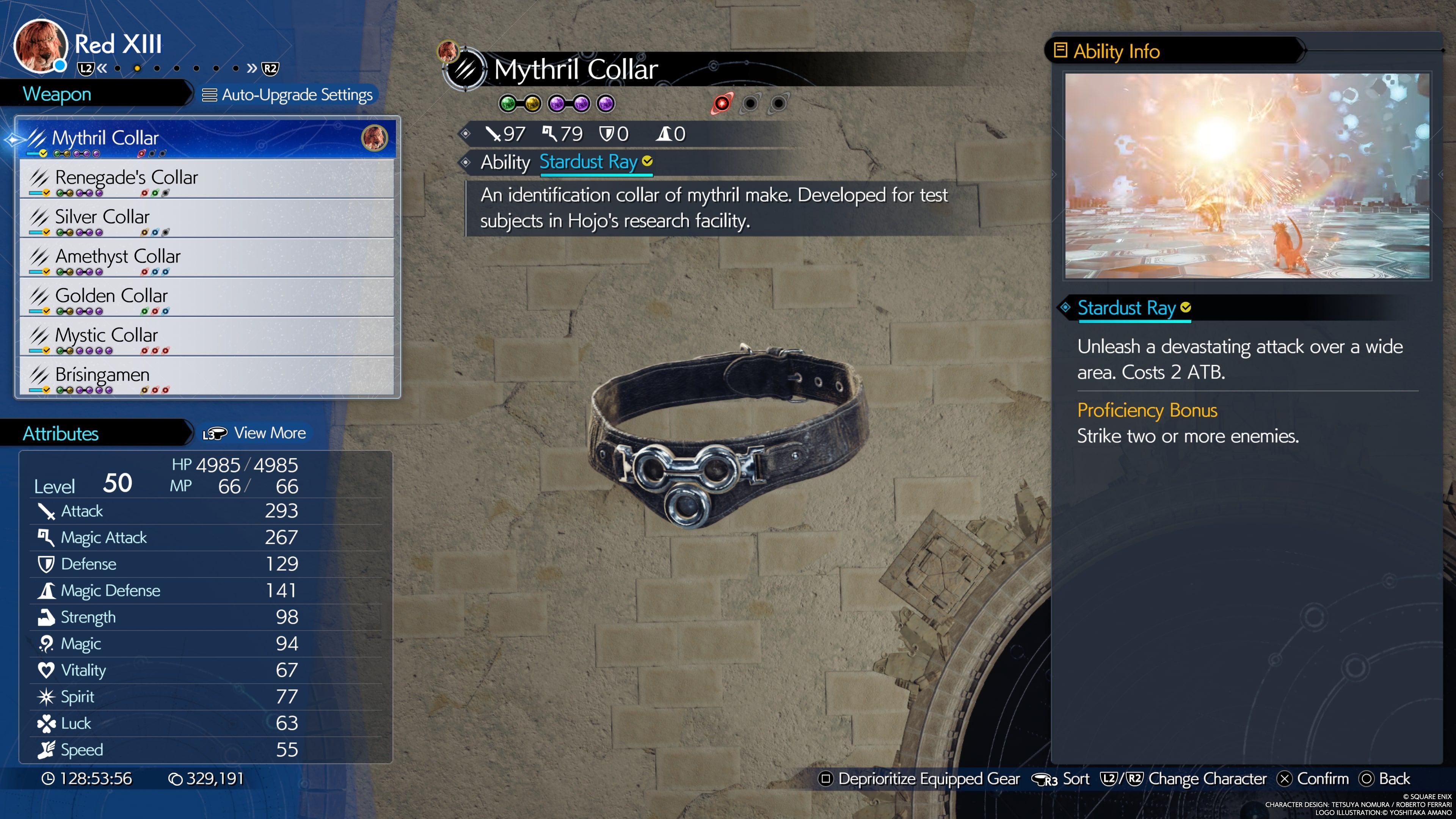 FINAL FANTASY VII REBIRTH Mythril Collar in the in-game menu
