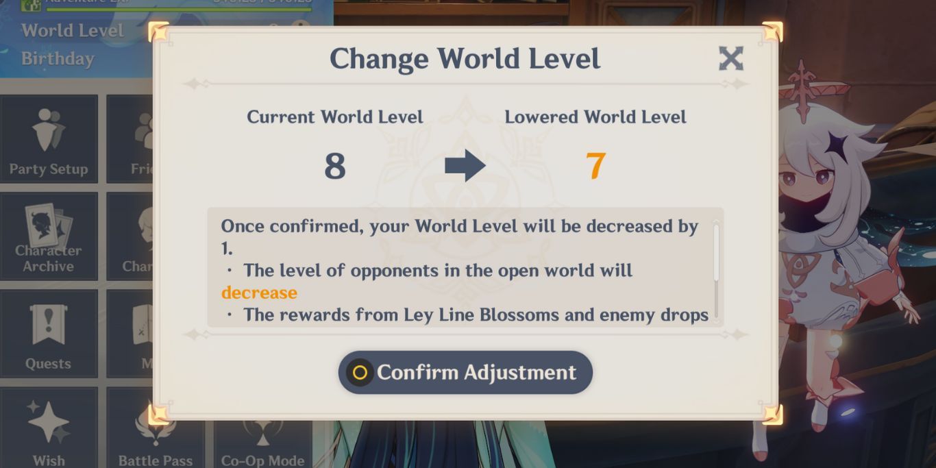 Genshin Impact Decreasing World Level By One