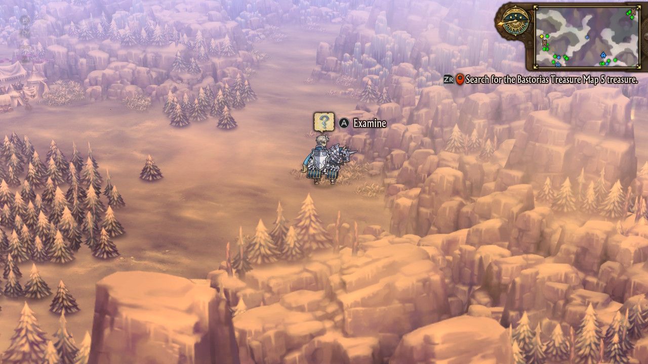 Alain examining a hidden treasure in Unicorn Overlord