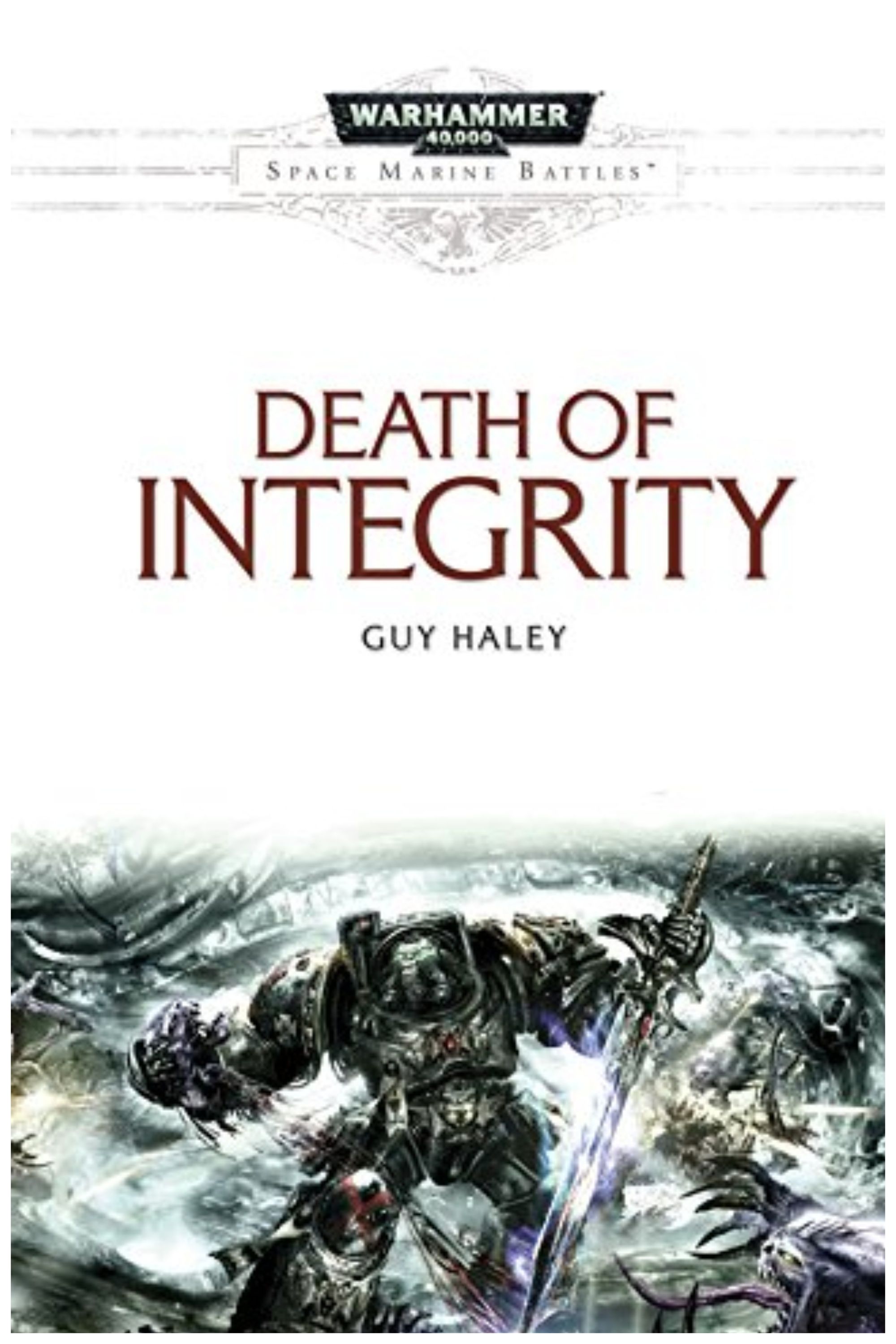 The cover of Guy Haley's Death of Integrity novel.
