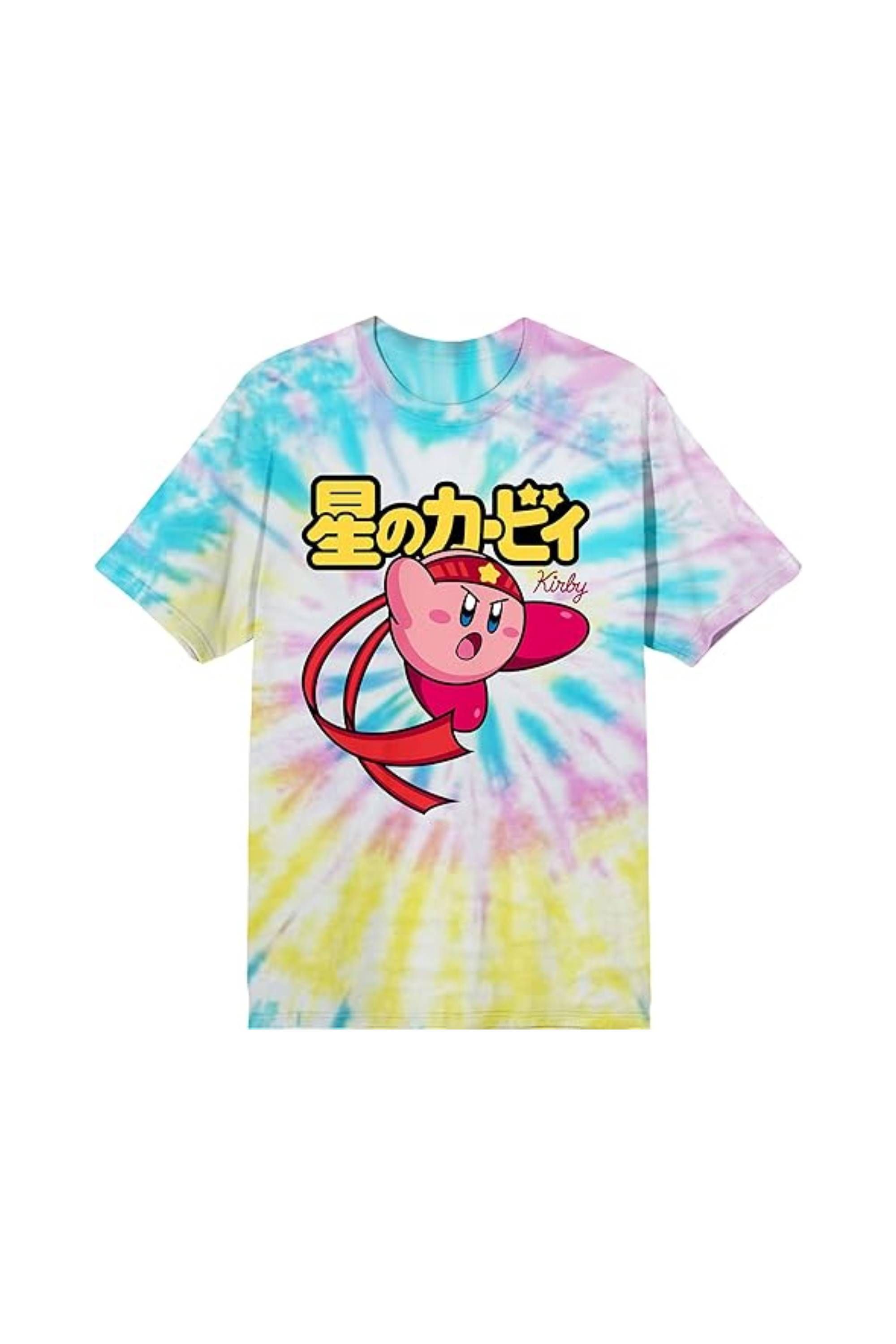 Kirby Anime Cartoon Kick Kanji Tie Dye Graphic Tee Shirt