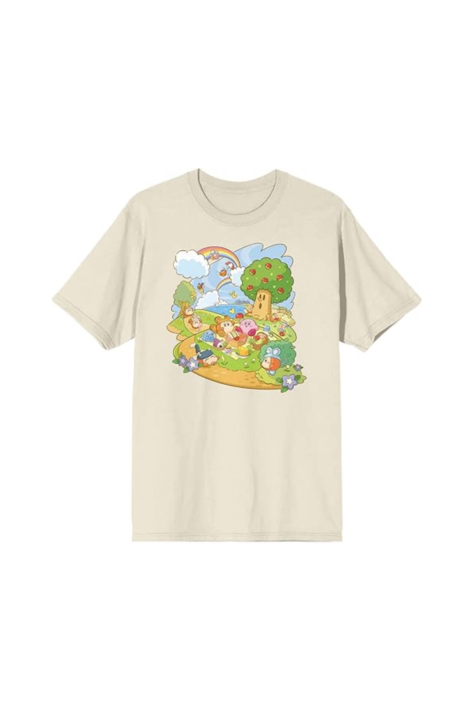 Kirby Pupupu Picnic Men's Natural Ground Print T-Shirt