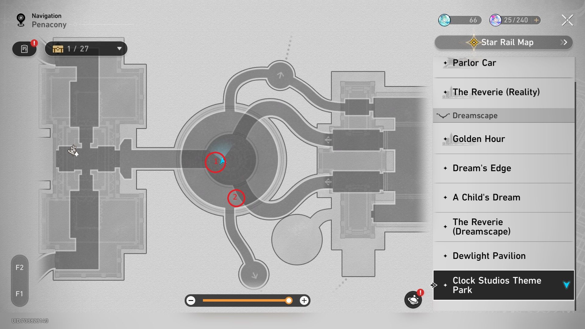 A map of the maze in Honkai Star Rail.